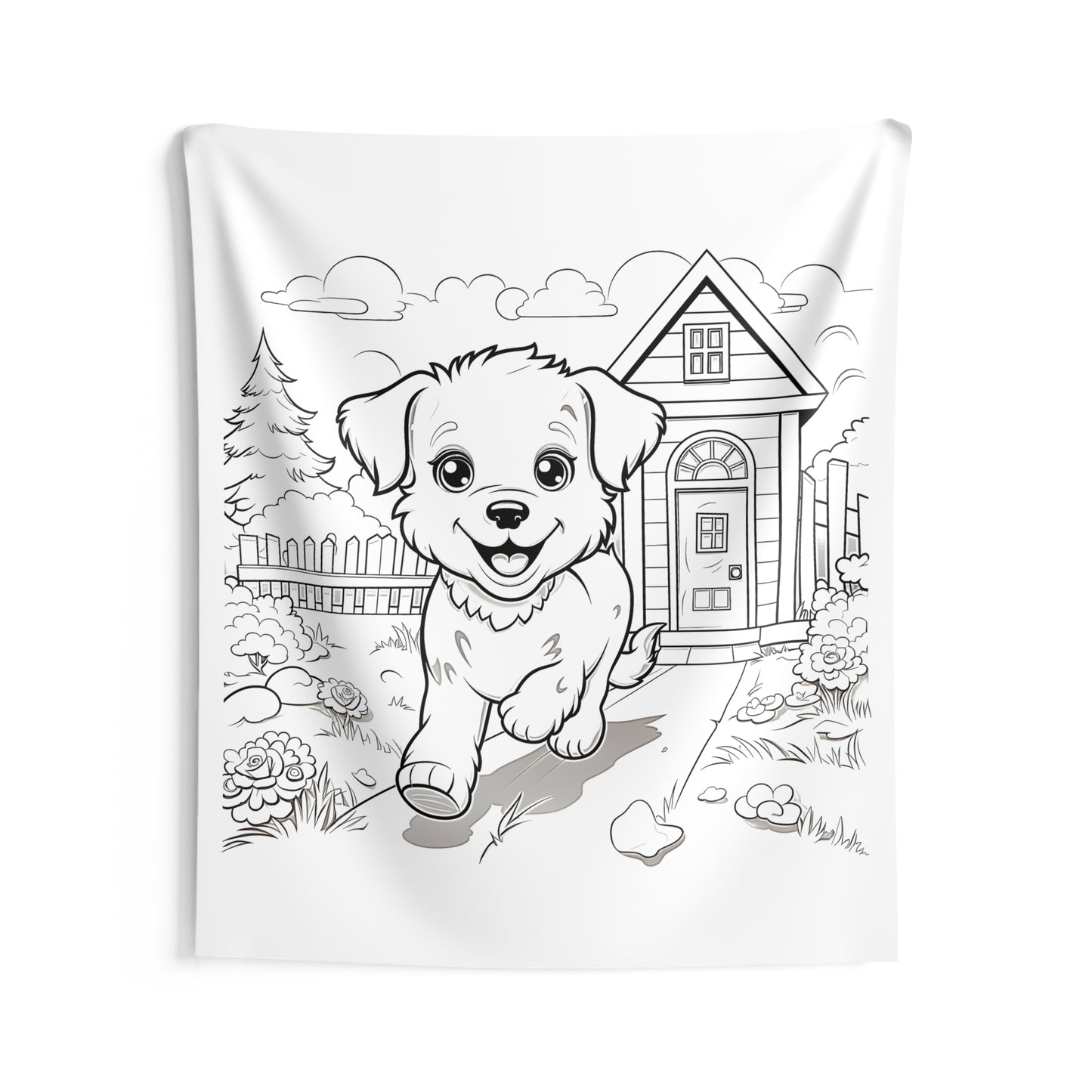 Indoor Wall Tapestries Coloring Kit with 10 Fabric Markers - Puppy