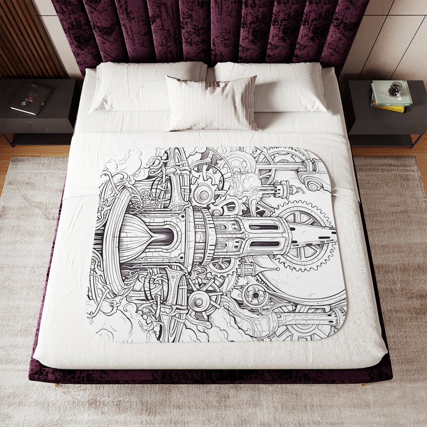 Blanket Coloring Kit with 10 Fabric Markers - Steampunk Towers