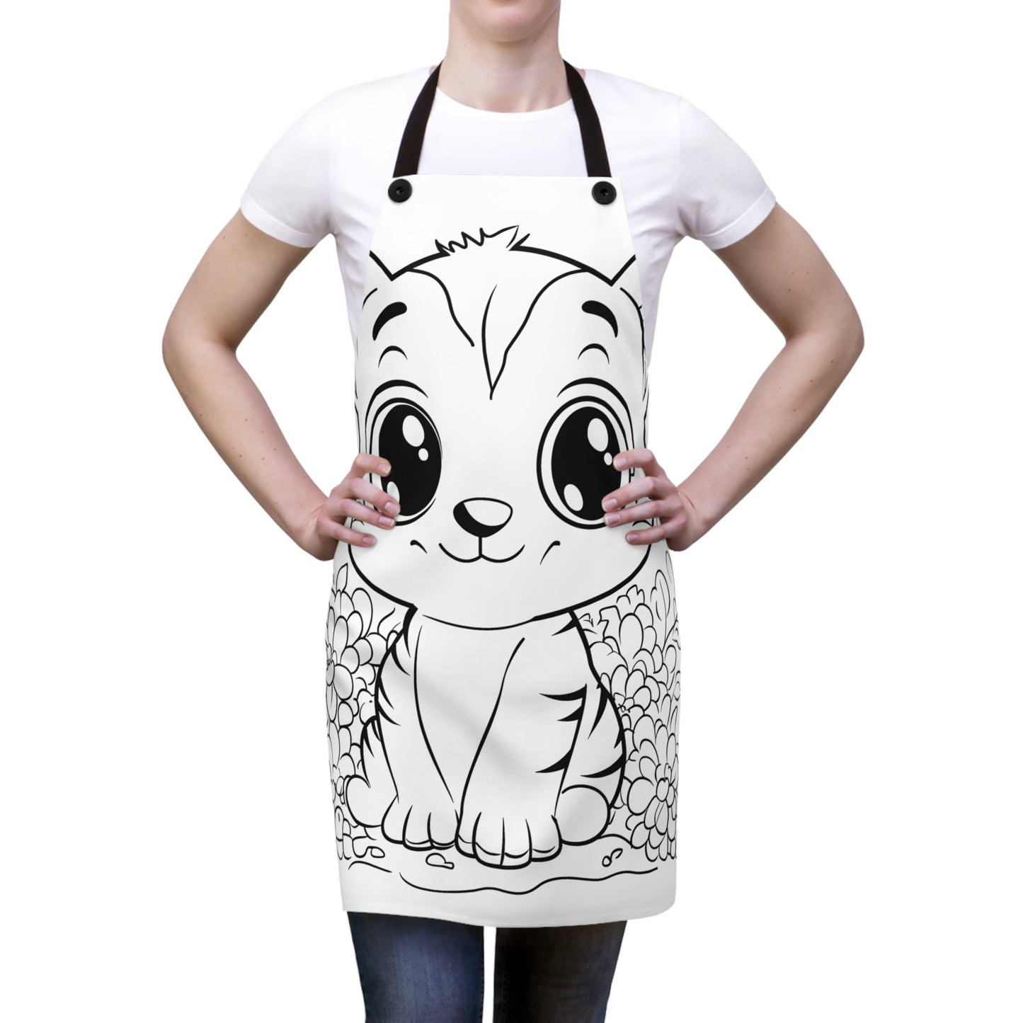 Apron Coloring Kit with 10 Fabric Markers - Cute Baby Tiger