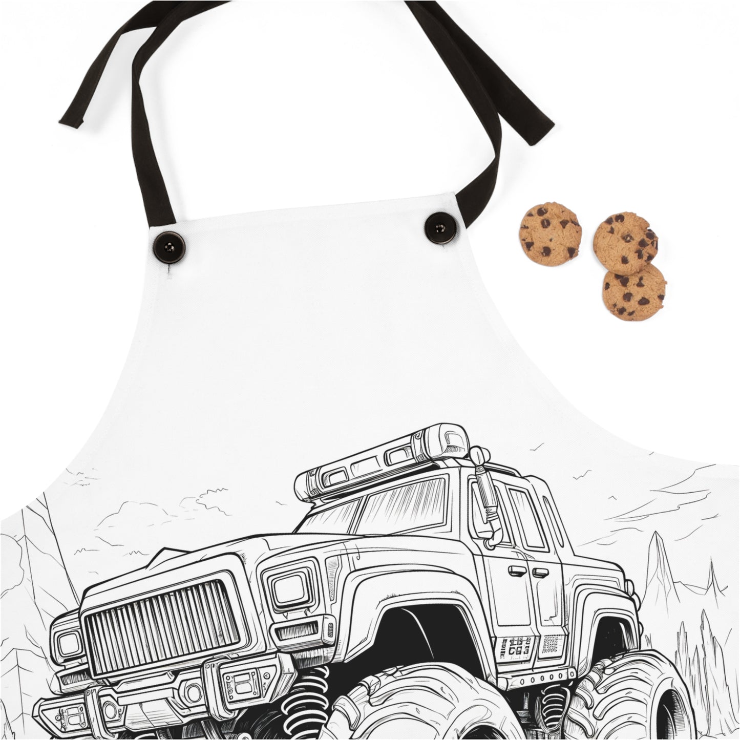 Apron Coloring Kit with 10 Fabric Markers - Monster Truck