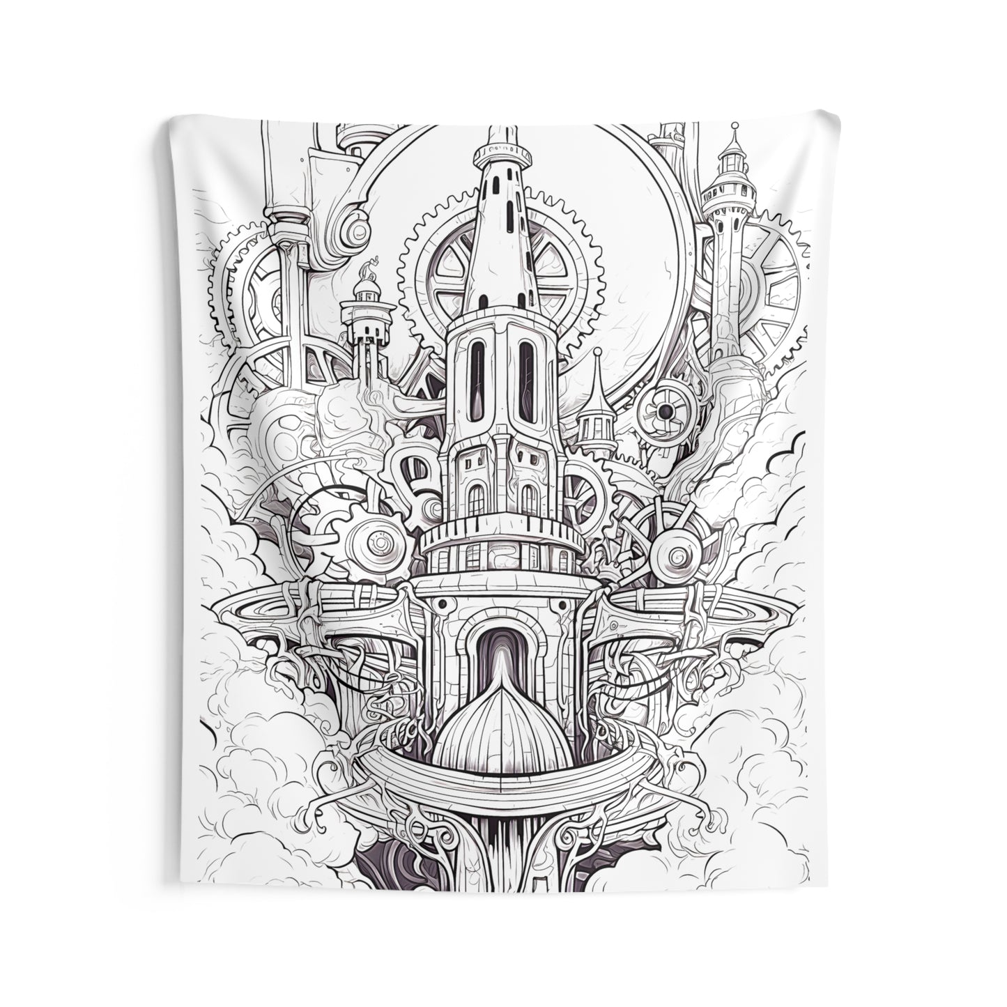 Indoor Wall Tapestries Coloring Kit with 10 Fabric Markers - Steampunk Towers