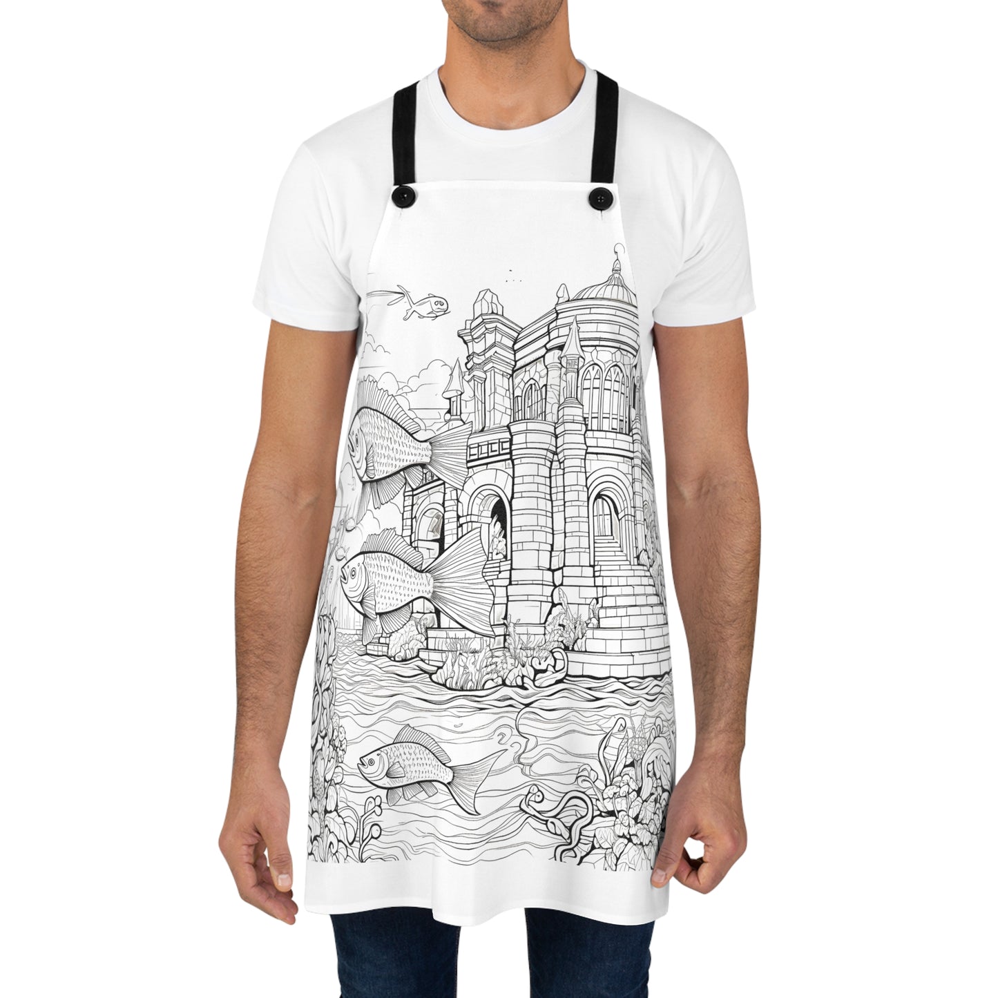 Apron Coloring Kit with 10 Fabric Markers - Underwater Castle