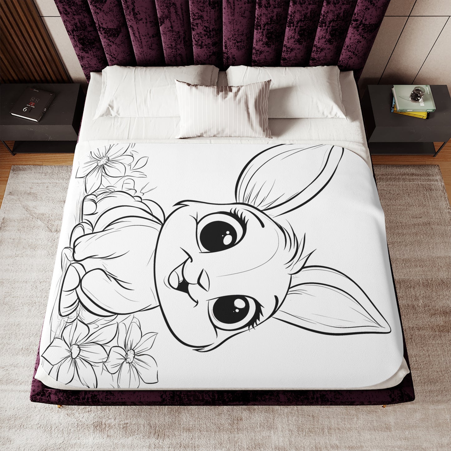 Blanket Coloring Kit with 10 Fabric Markers - Cute Rabbit