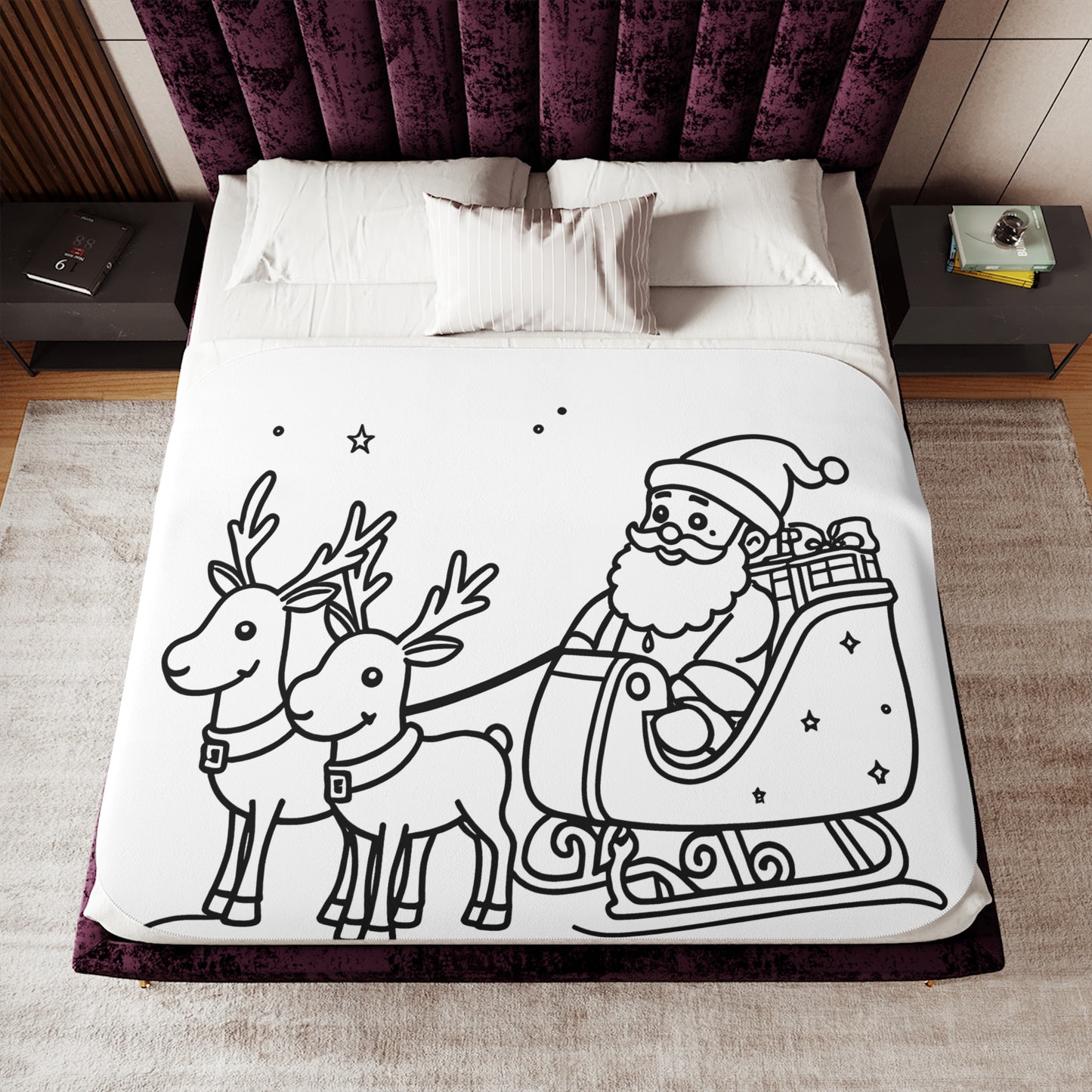 Blanket Coloring Kit with 10 Fabric Markers - Santa and Reindeer