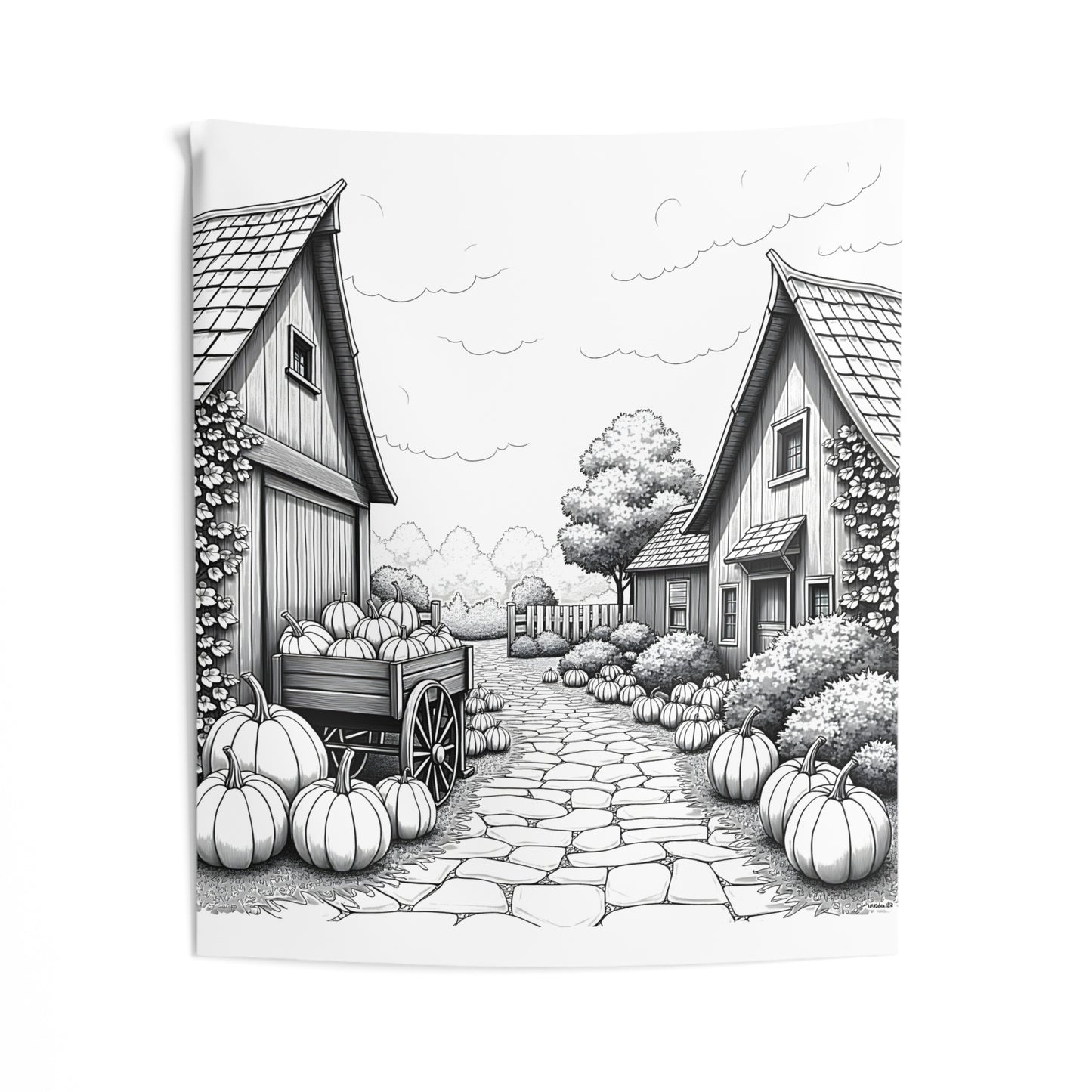 Indoor Wall Tapestries Coloring Kit with 10 Fabric Markers - Pumpkin Patch