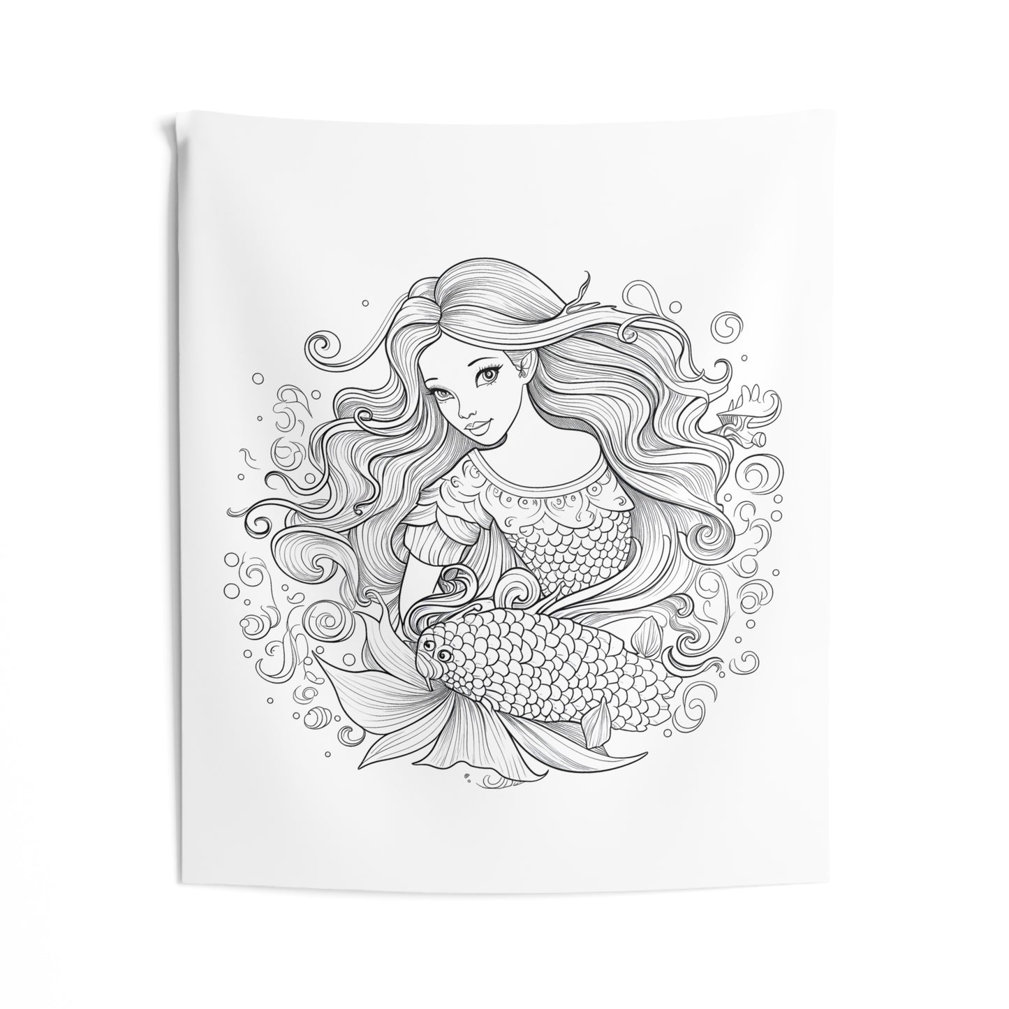 Indoor Wall Tapestries Coloring Kit with 10 Fabric Markers - Mermaid