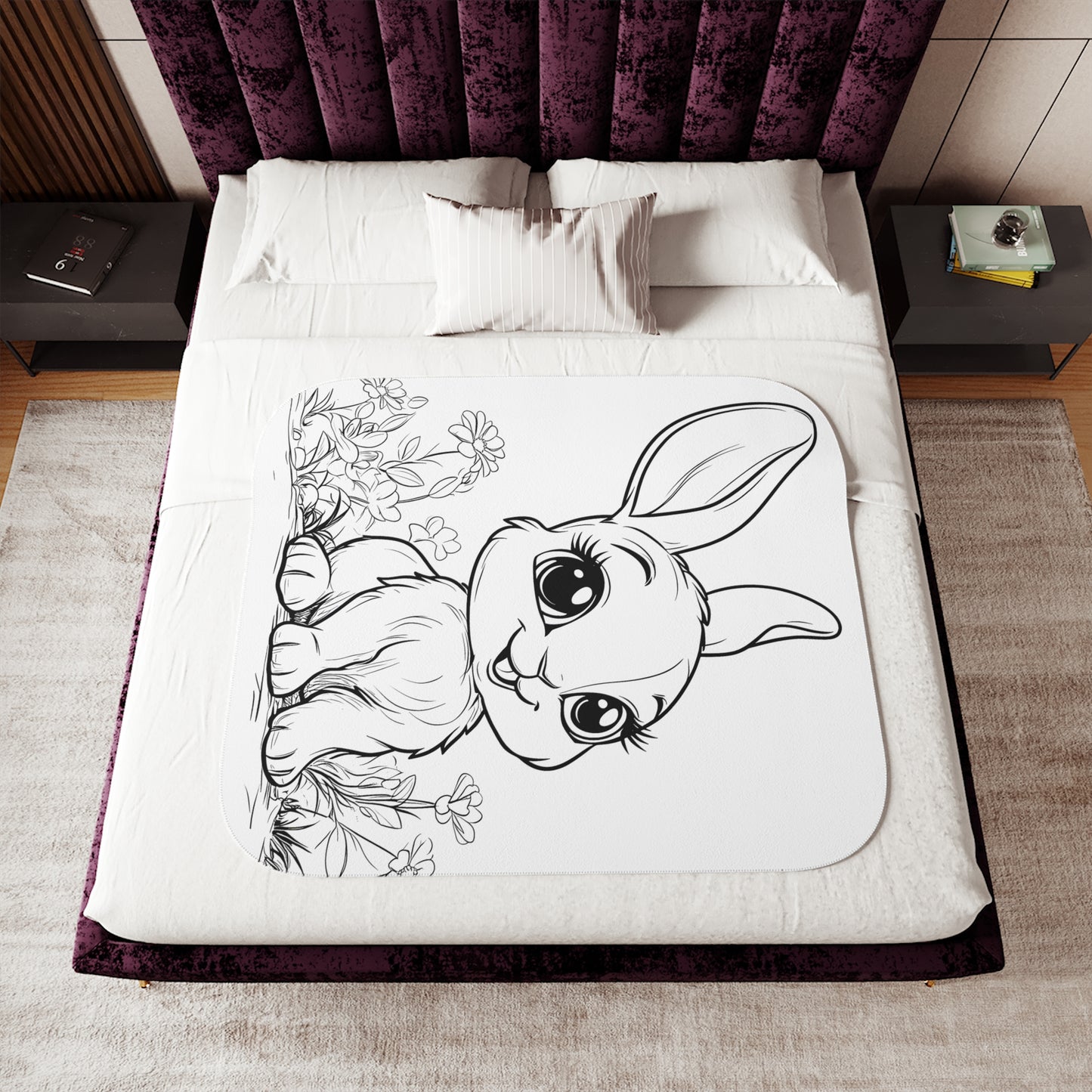 Blanket Coloring Kit with 10 Fabric Markers - Cute Bunny