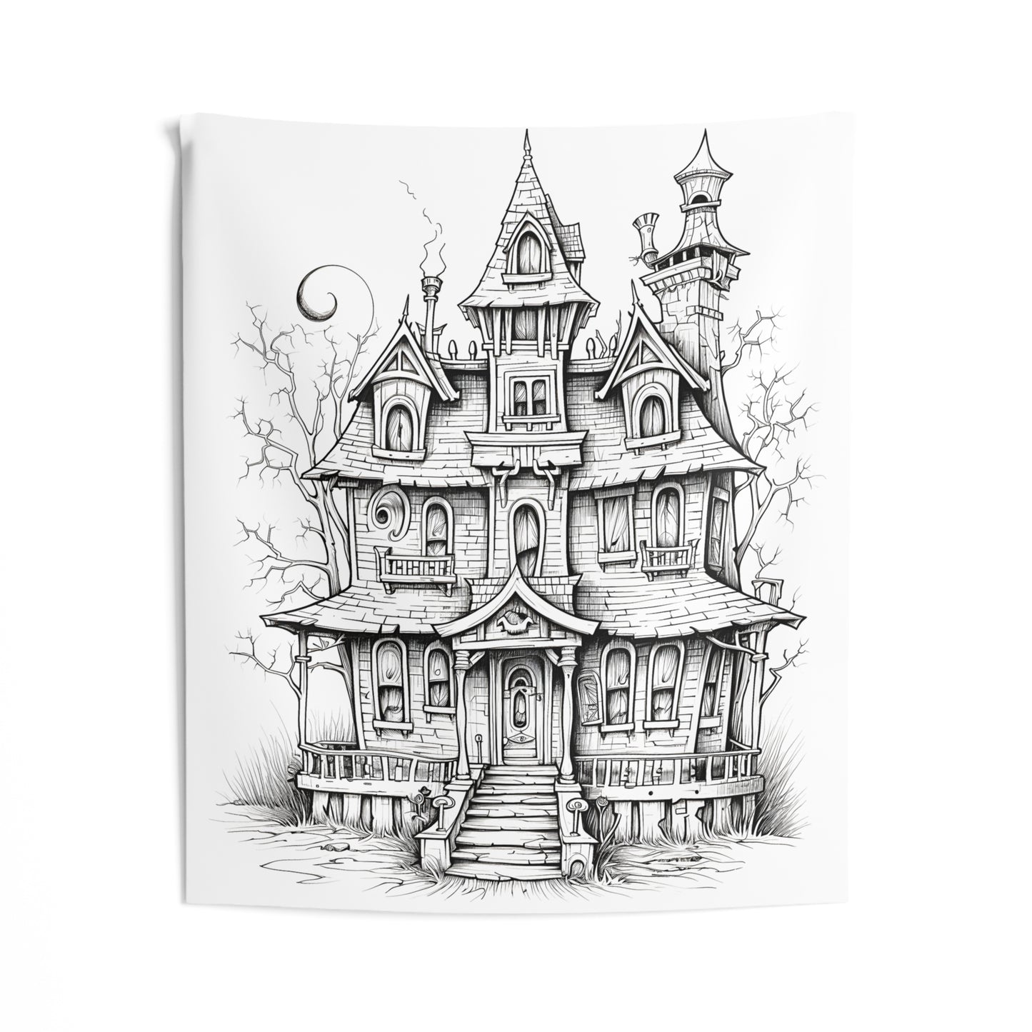 Indoor Wall Tapestries Coloring Kit with 10 Fabric Markers - Spooky Mansion