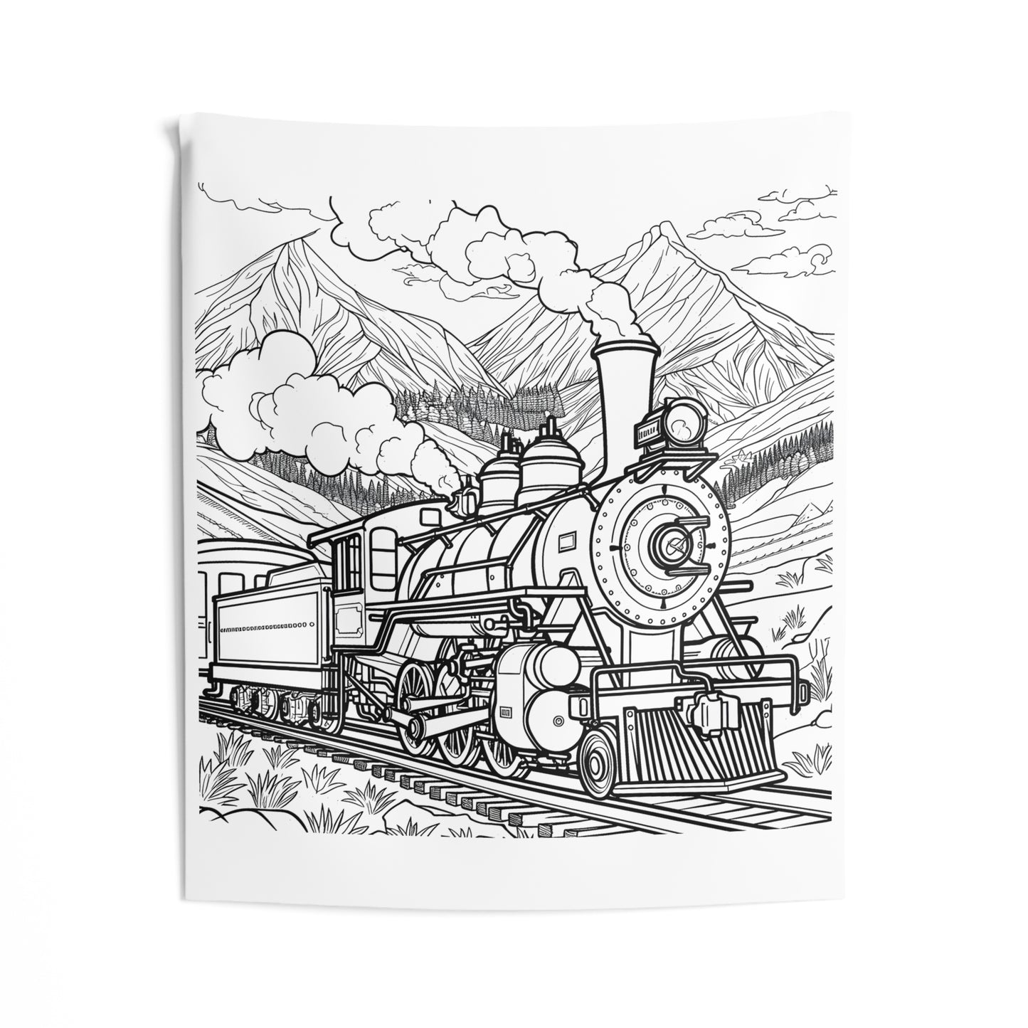 Indoor Wall Tapestries Coloring Kit with 10 Fabric Markers - Steam Locomotive