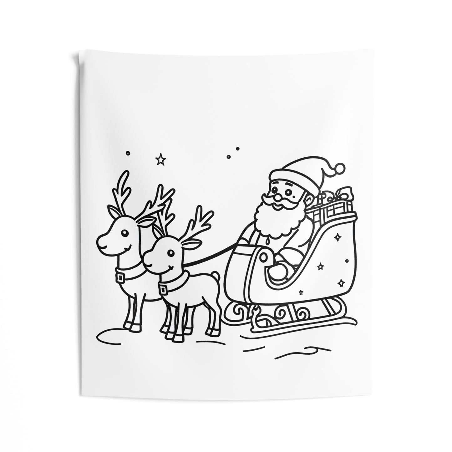 Indoor Wall Tapestries Coloring Kit with 10 Fabric Markers - Santa and Reindeer