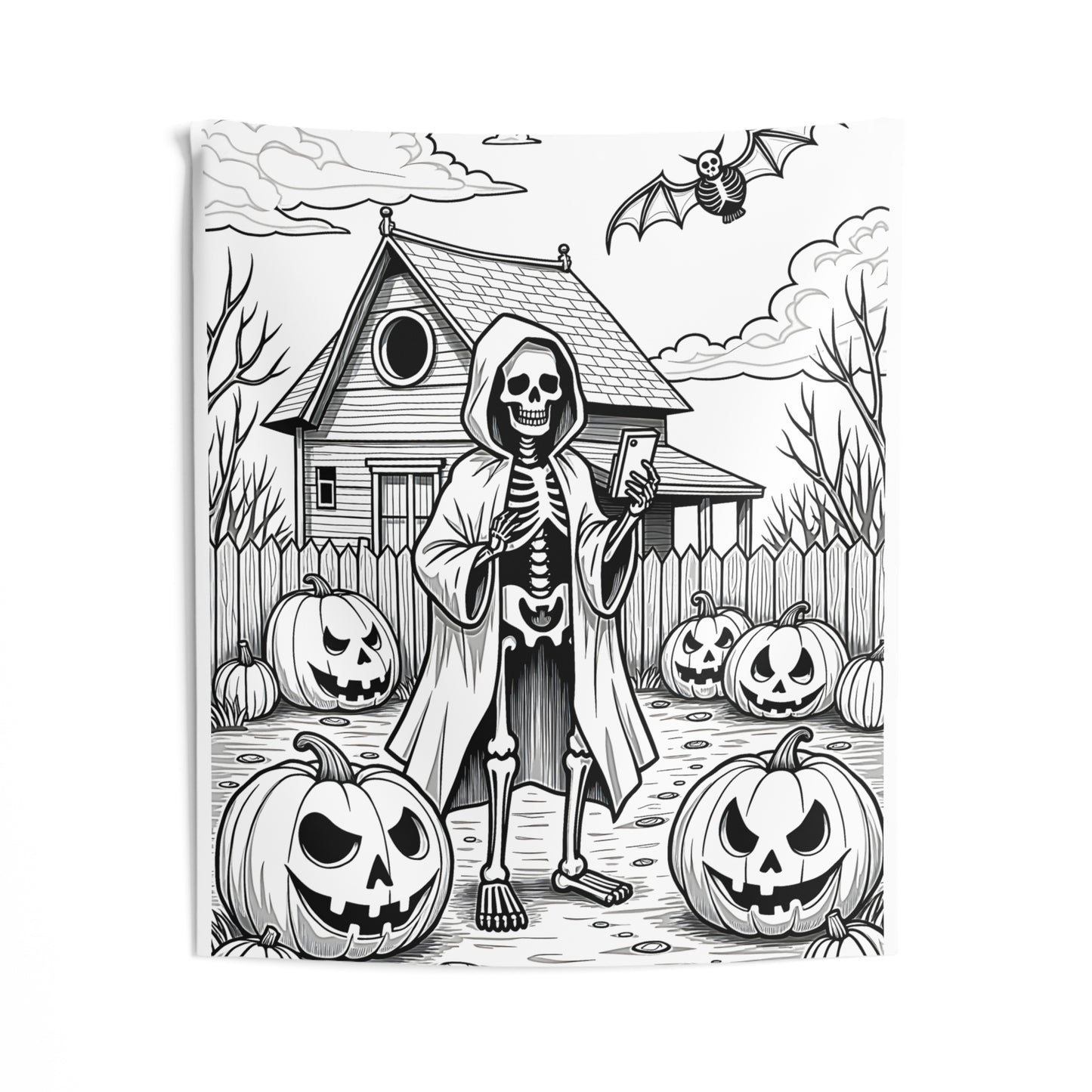 Indoor Wall Tapestries Coloring Kit with 10 Fabric Markers - Skeleton