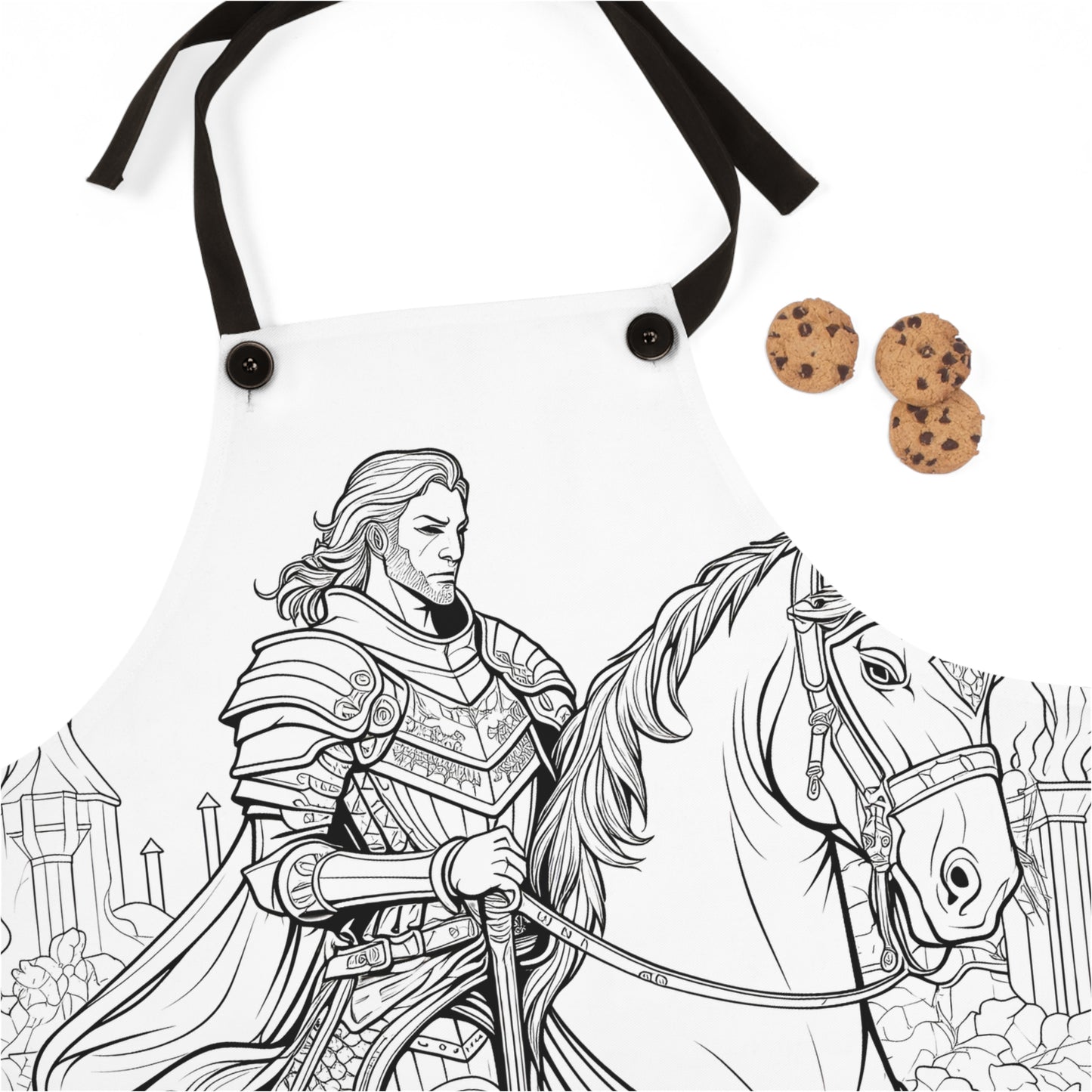 Apron Coloring Kit with 10 Fabric Markers - Knight on Horseback