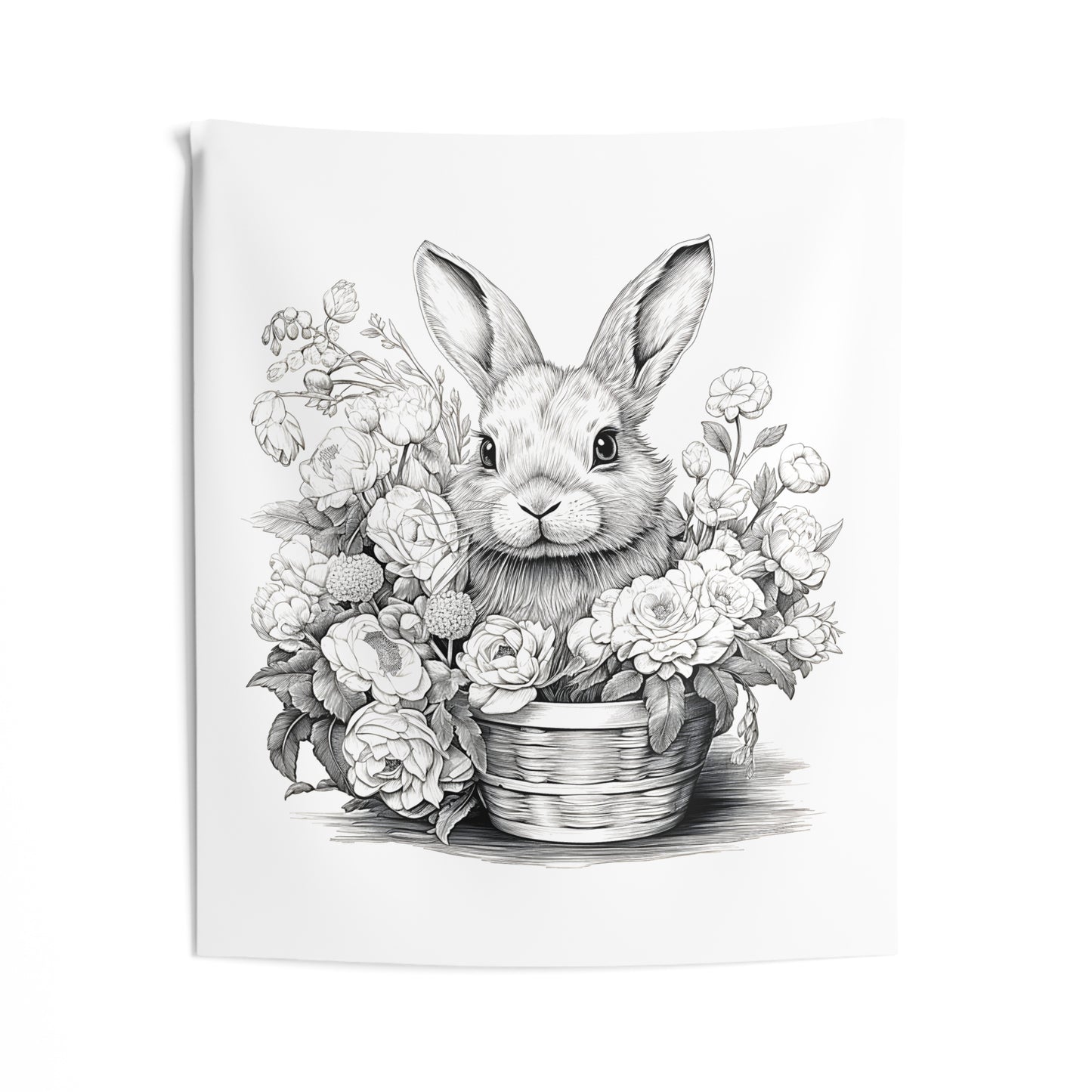 Indoor Wall Tapestries Coloring Kit with 10 Fabric Markers - Rabbit and Flowers