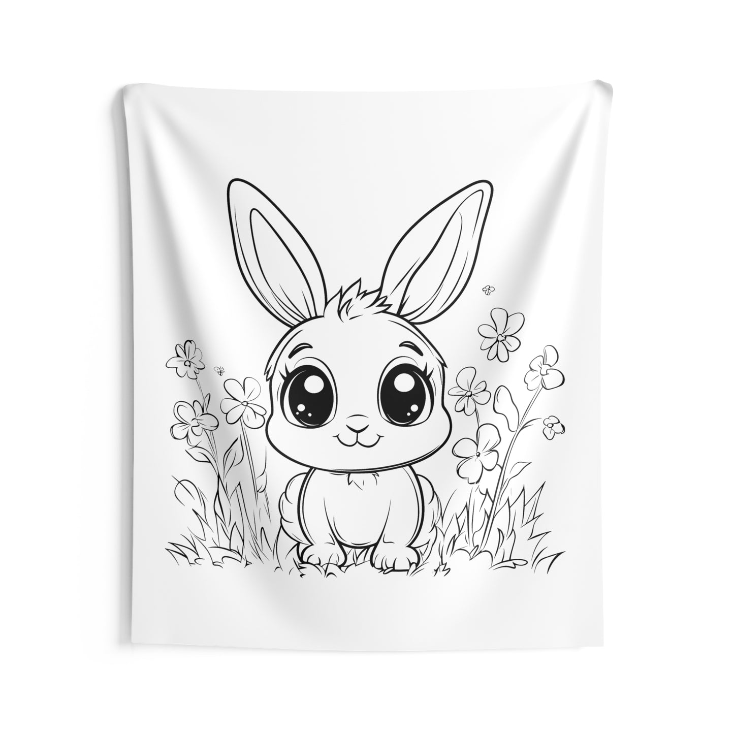 Indoor Wall Tapestries Coloring Kit with 10 Fabric Markers - Cute Bunny