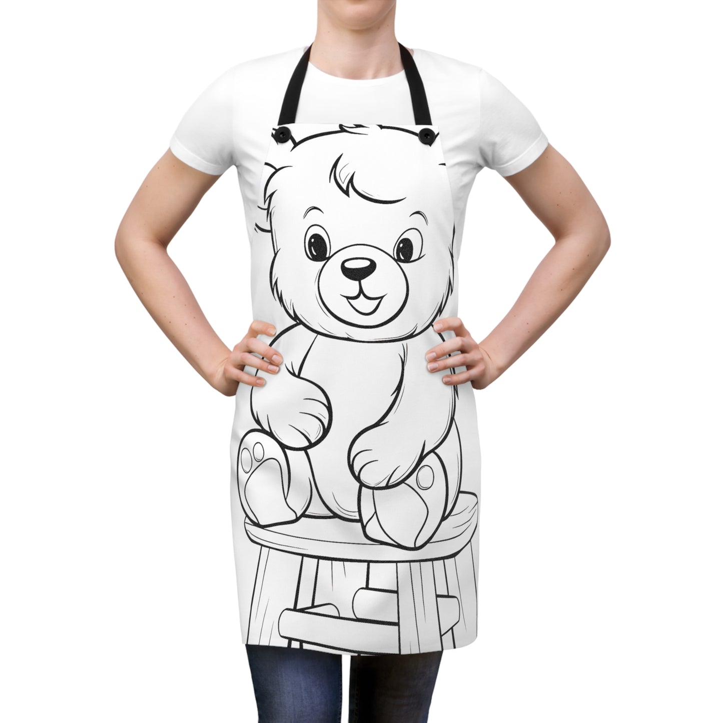 Apron Coloring Kit with 10 Fabric Markers - Cute Bear