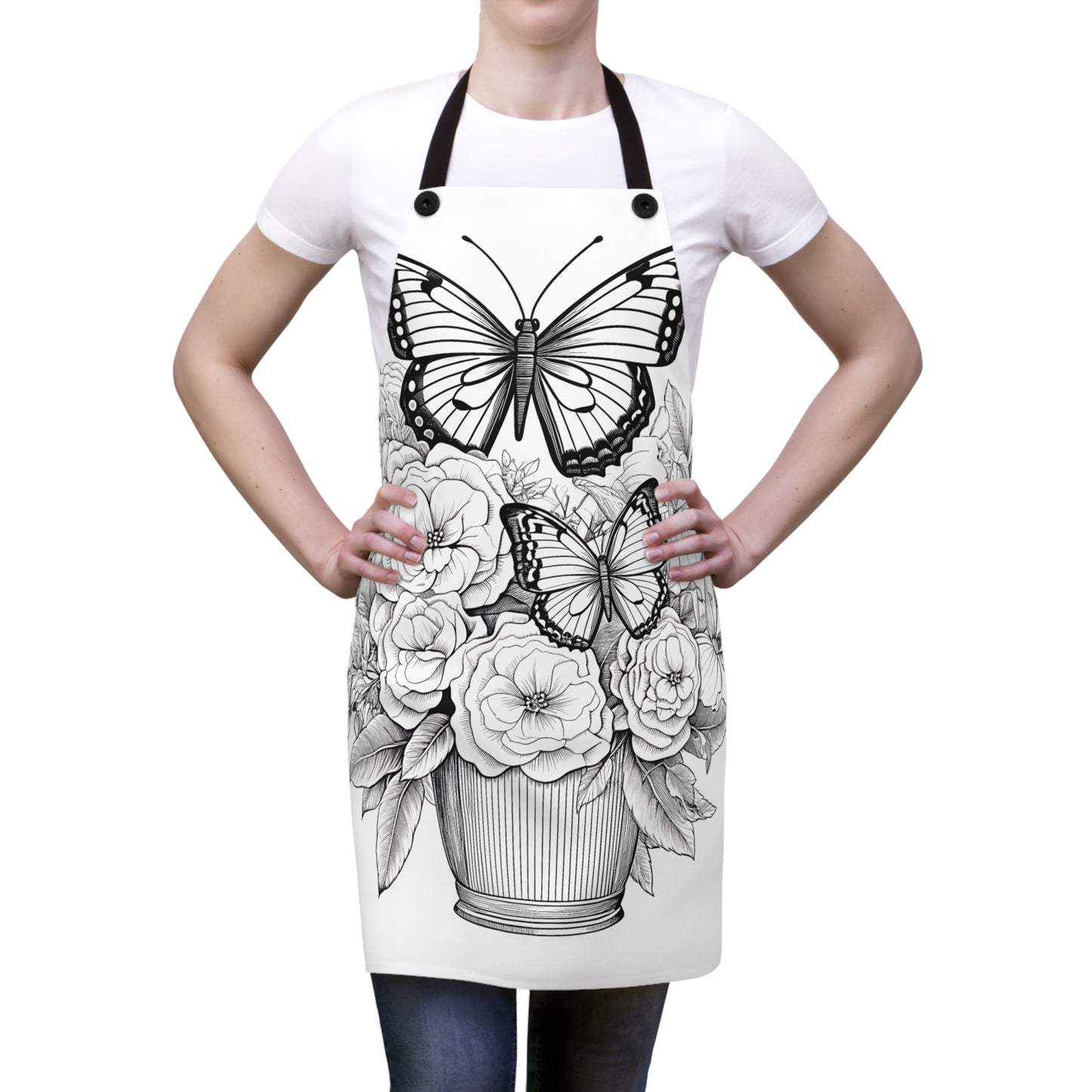 Apron Coloring Kit with 10 Fabric Markers - Butterflies on Flowers