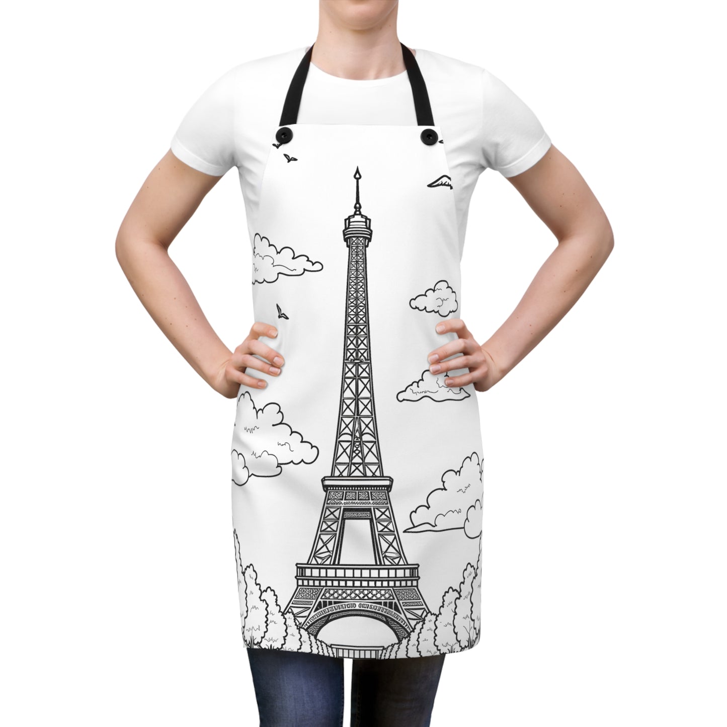 Apron Coloring Kit with 10 Fabric Markers - Eiffel Tower