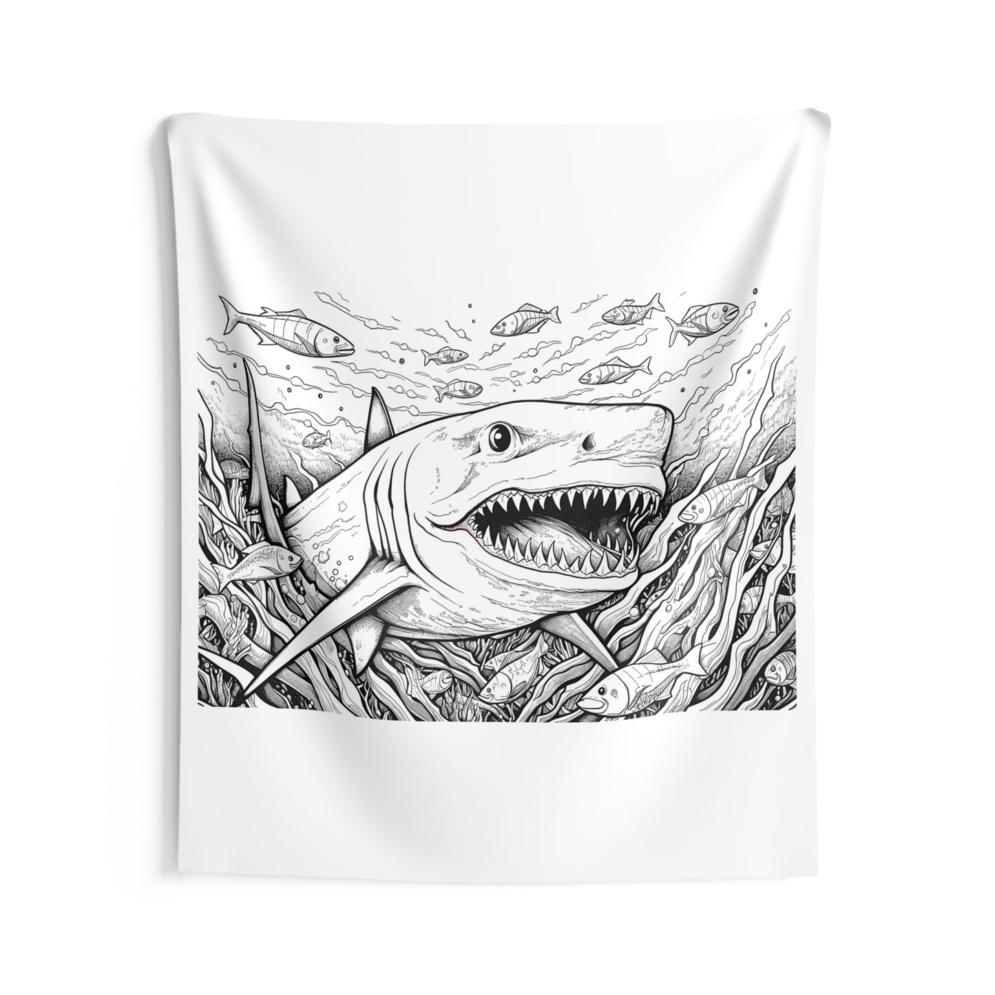 Indoor Wall Tapestries Coloring Kit with 10 Fabric Markers - Sharks