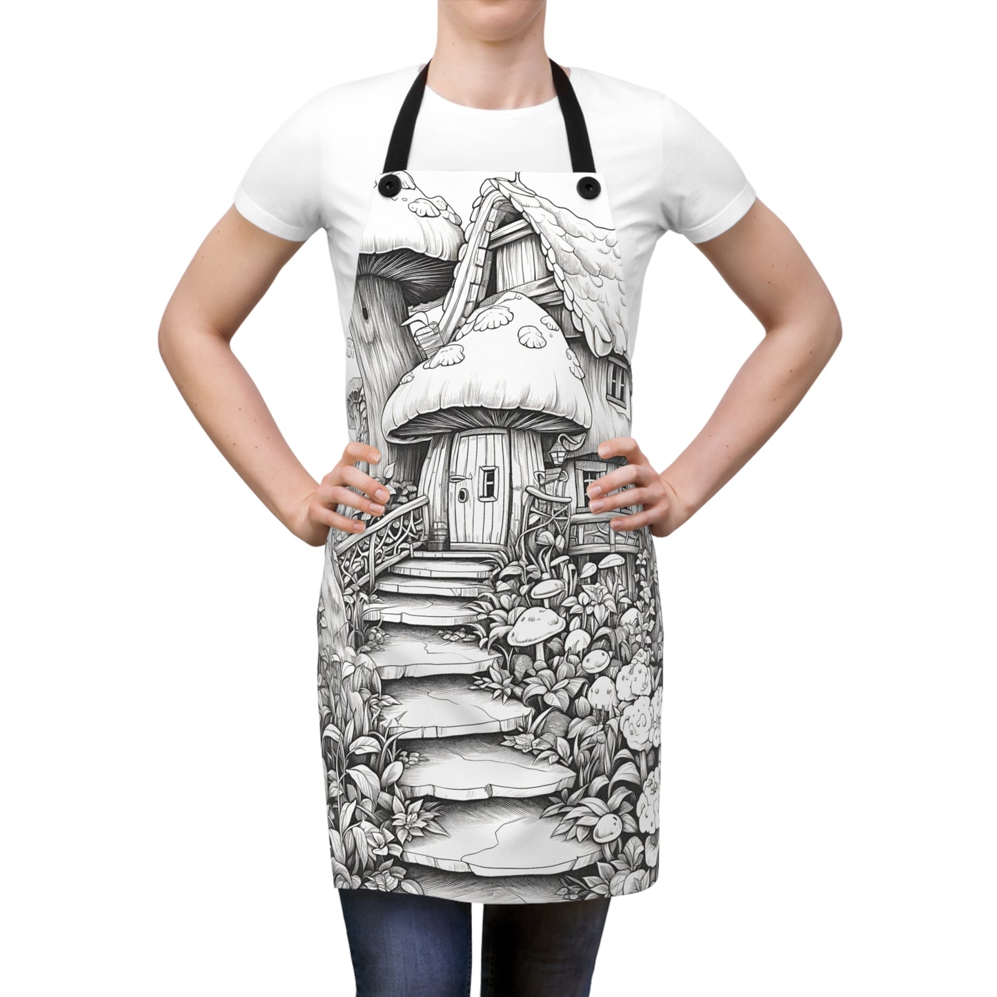 Apron Coloring Kit with 10 Fabric Markers - Mushroom House