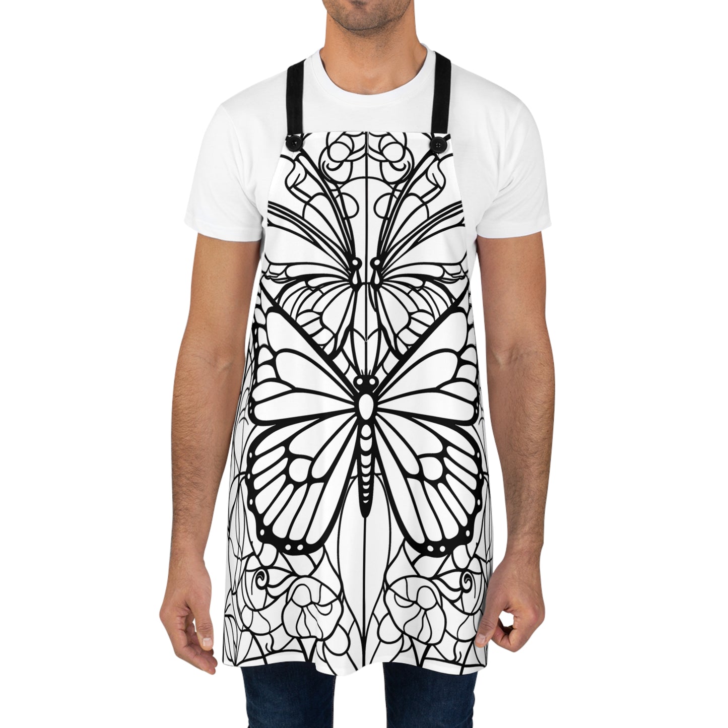 Apron Coloring Kit with 10 Fabric Markers - Stained Glass Butterfly