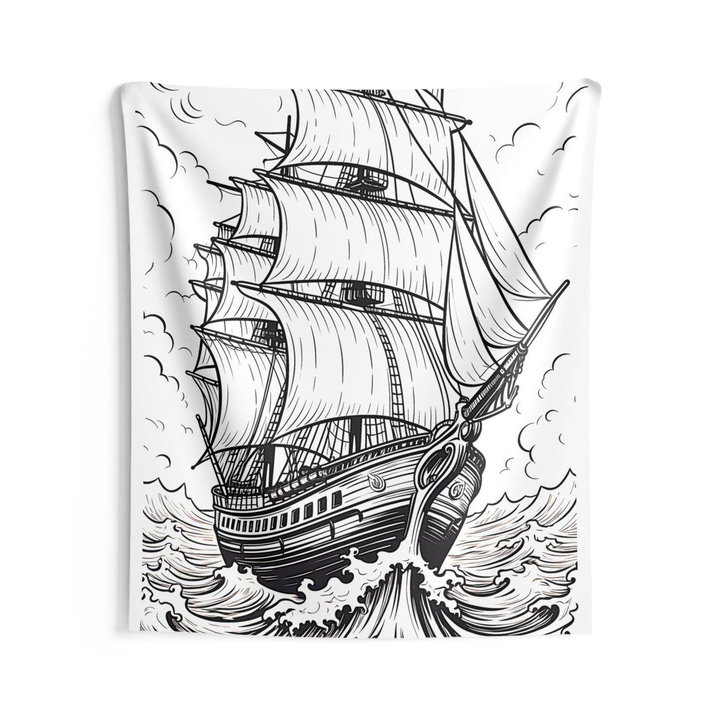 Indoor Wall Tapestries Coloring Kit with 10 Fabric Markers - Sailing Ship