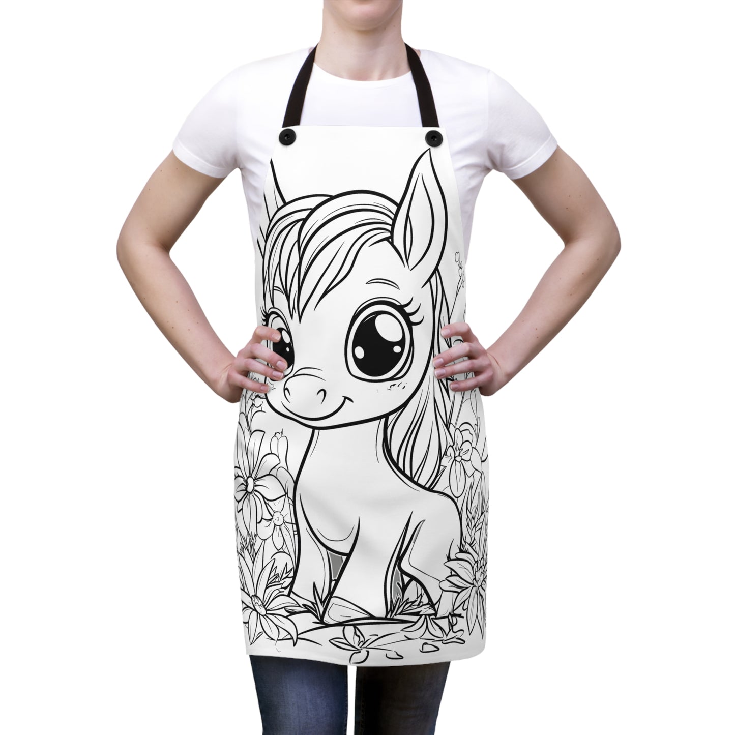 Apron Coloring Kit with 10 Fabric Markers - Cute Pony