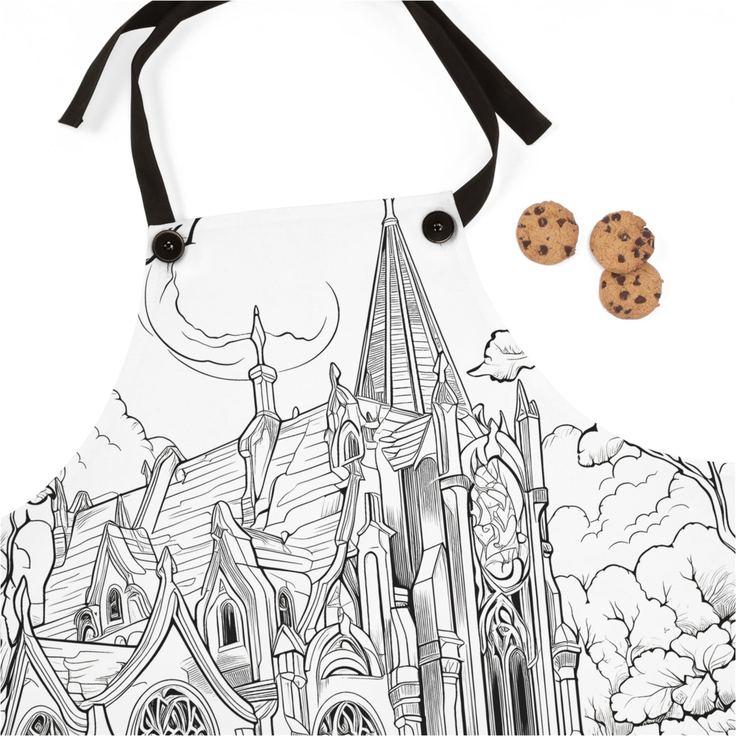 Apron Coloring Kit with 10 Fabric Markers - Gothic Cathedral