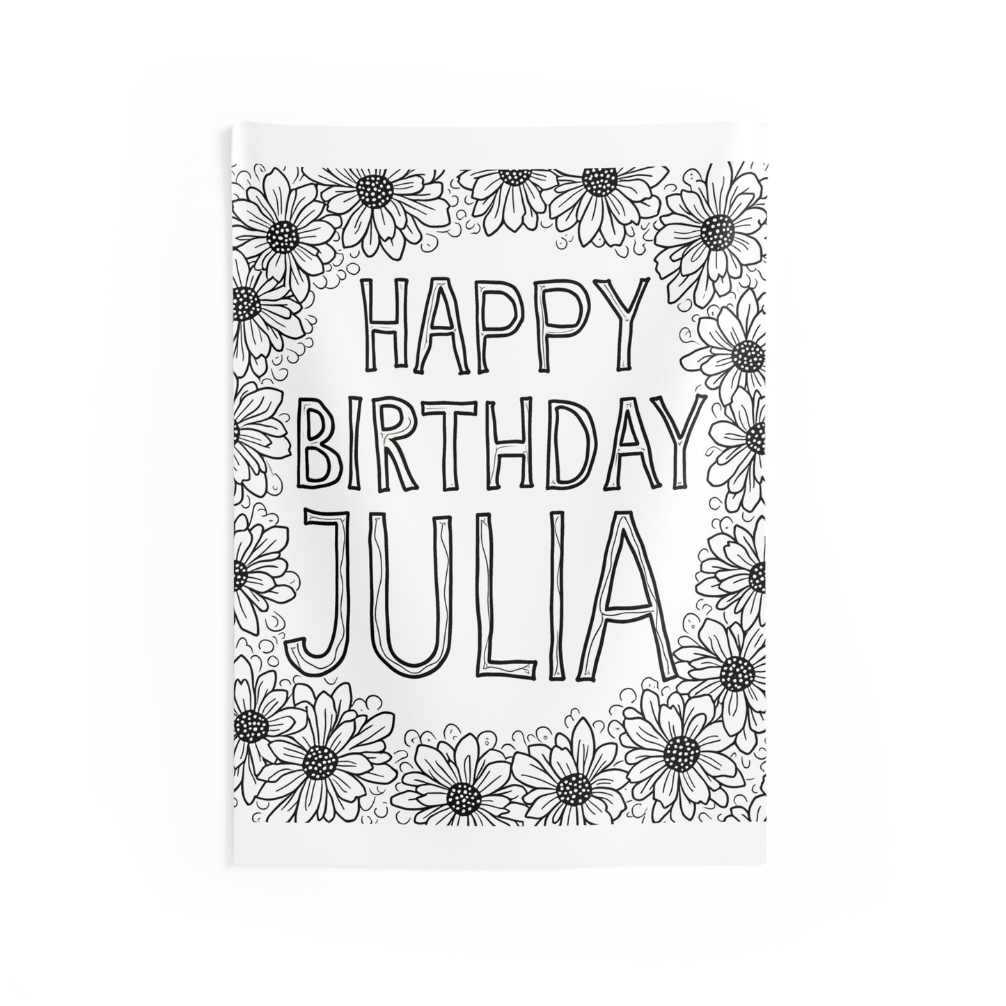 Indoor Wall Tapestries Coloring Kit with 10 Fabric Markers - Birthday Greeting