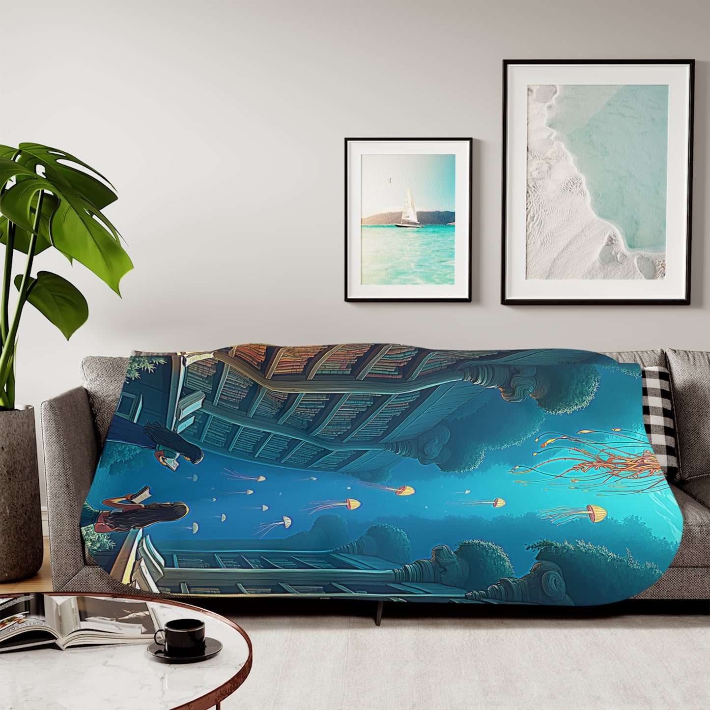 Blanket Colorful Graphic Design - Underwater Library