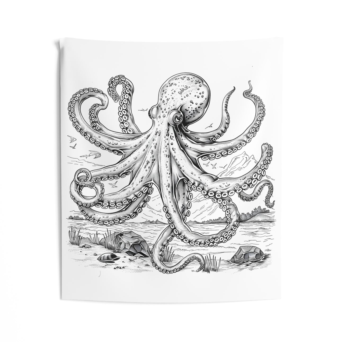 Indoor Wall Tapestries Coloring Kit with 10 Fabric Markers - Octopus