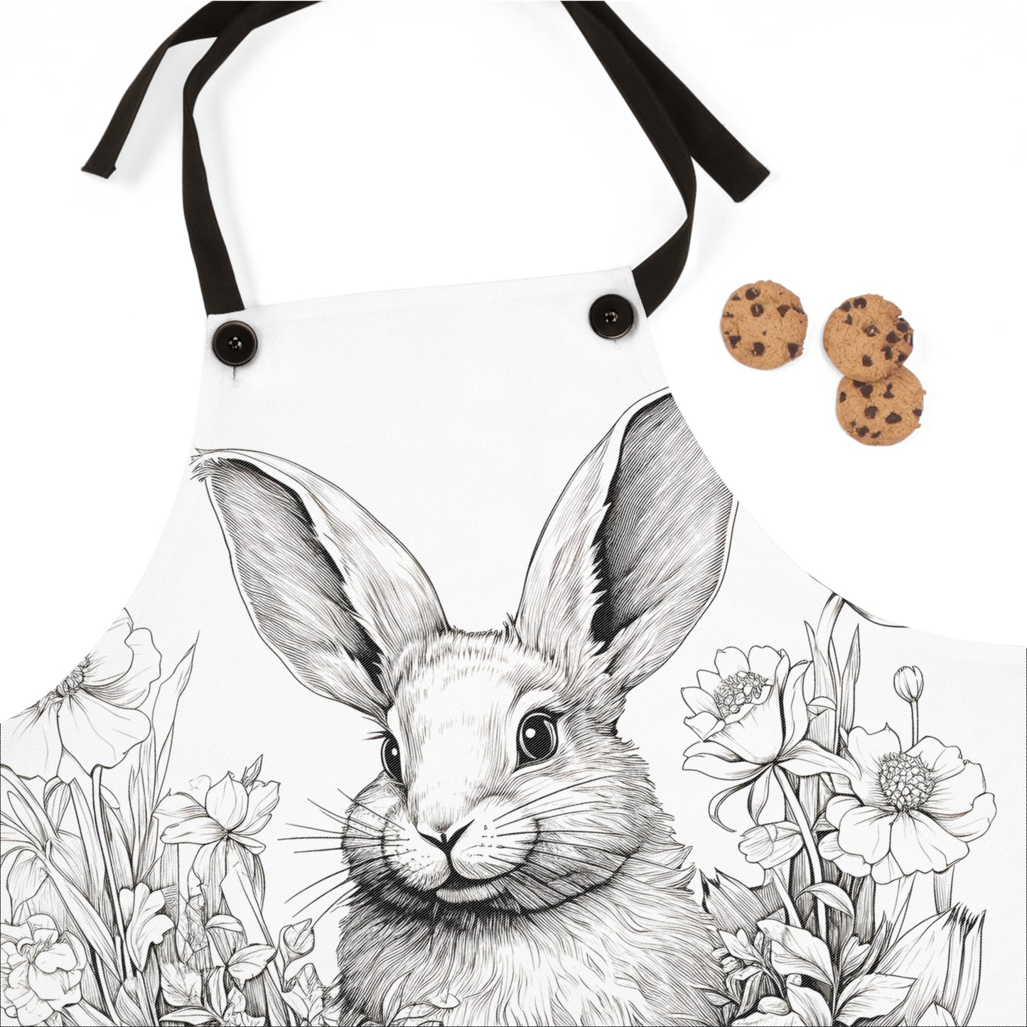 Apron Coloring Kit with 10 Fabric Markers - Rabbit in Garden