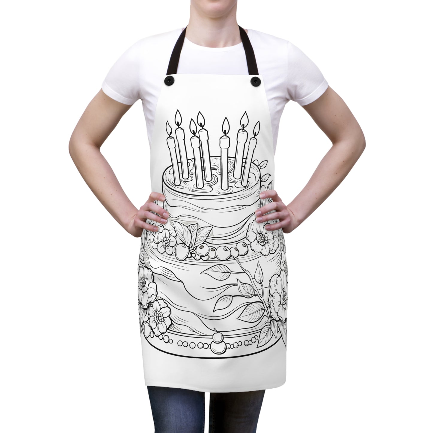 Apron Coloring Kit with 10 Fabric Markers - Birthday Cake