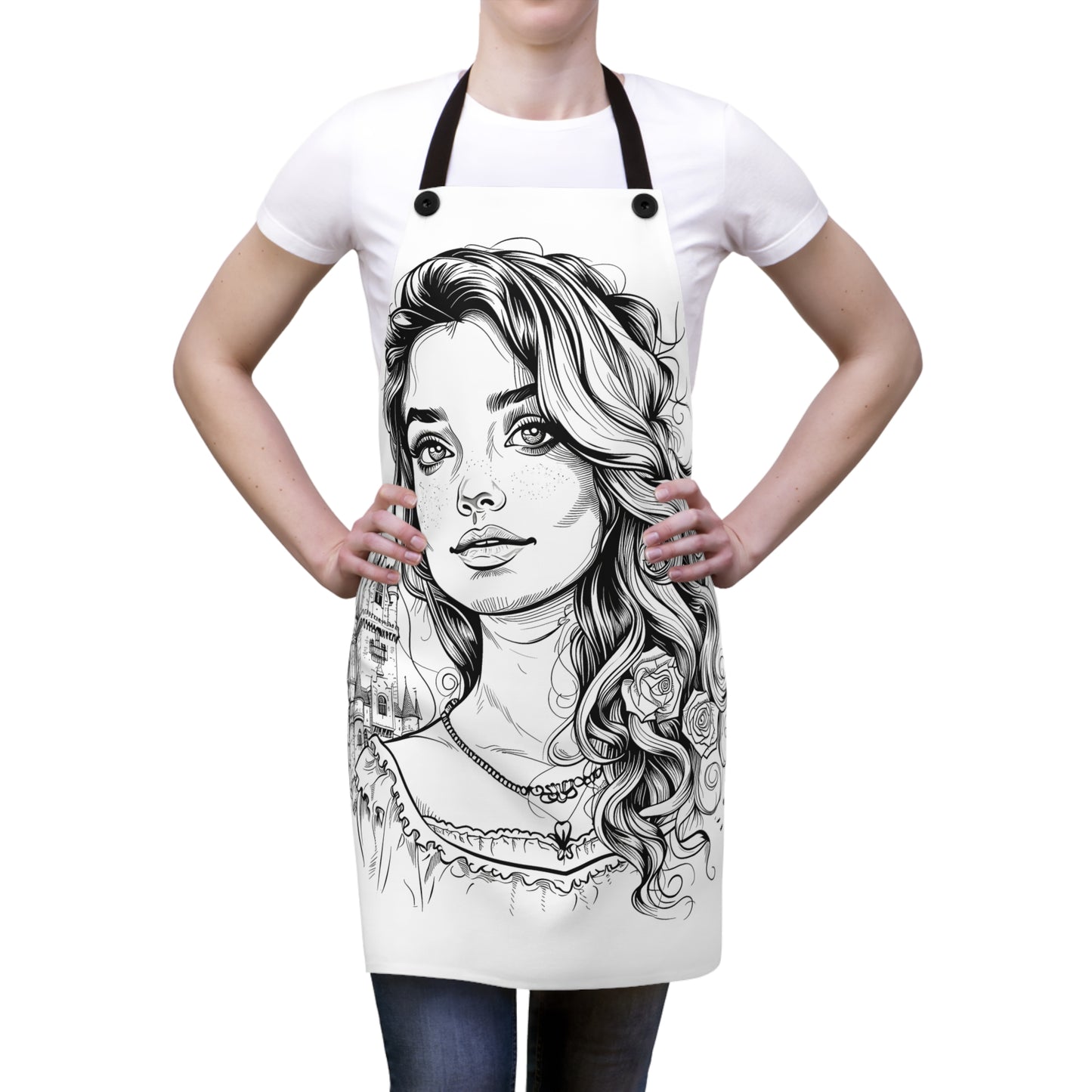 Apron Coloring Kit with 10 Fabric Markers - Princess Portrait