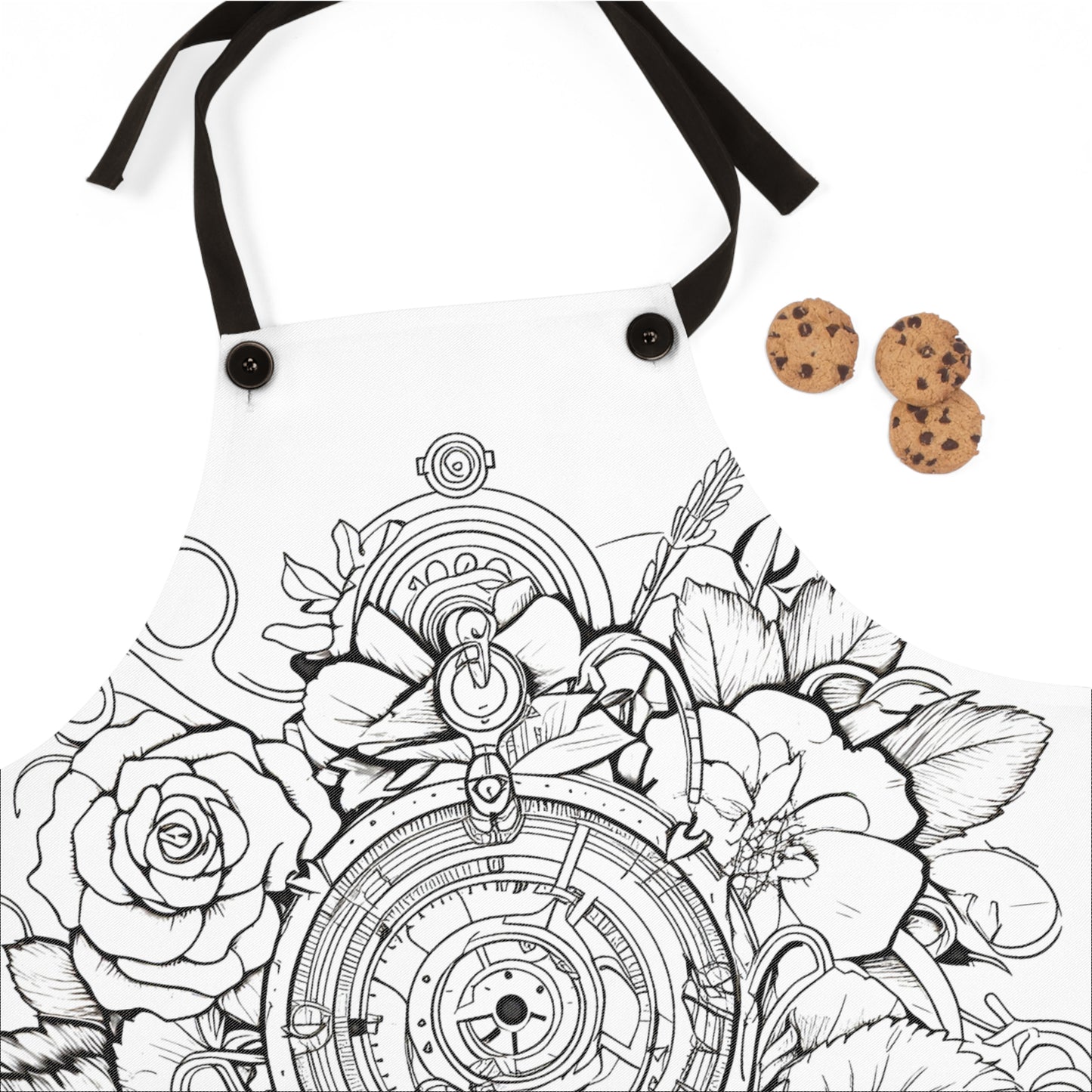 Apron Coloring Kit with 10 Fabric Markers - Mechanical Rose Design