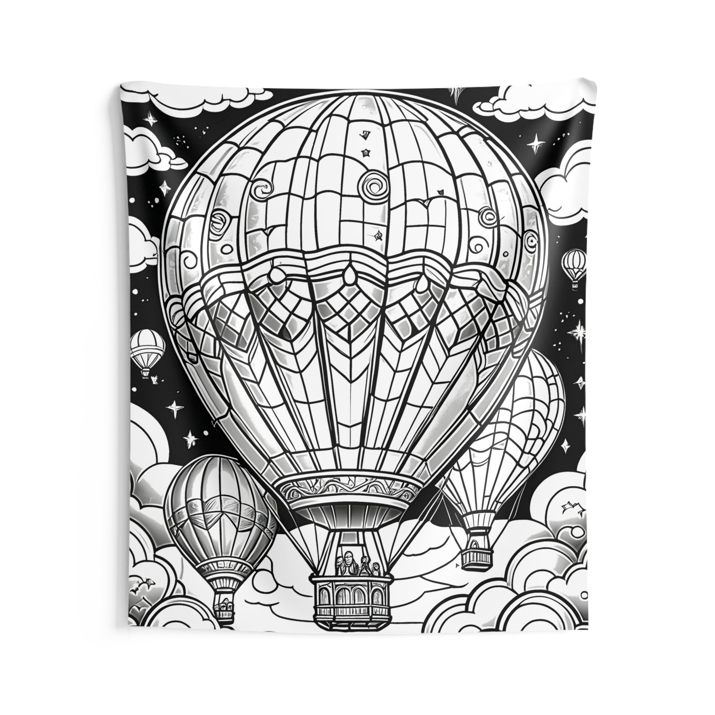 Indoor Wall Tapestries Coloring Kit with 10 Fabric Markers - Hot Air Balloons