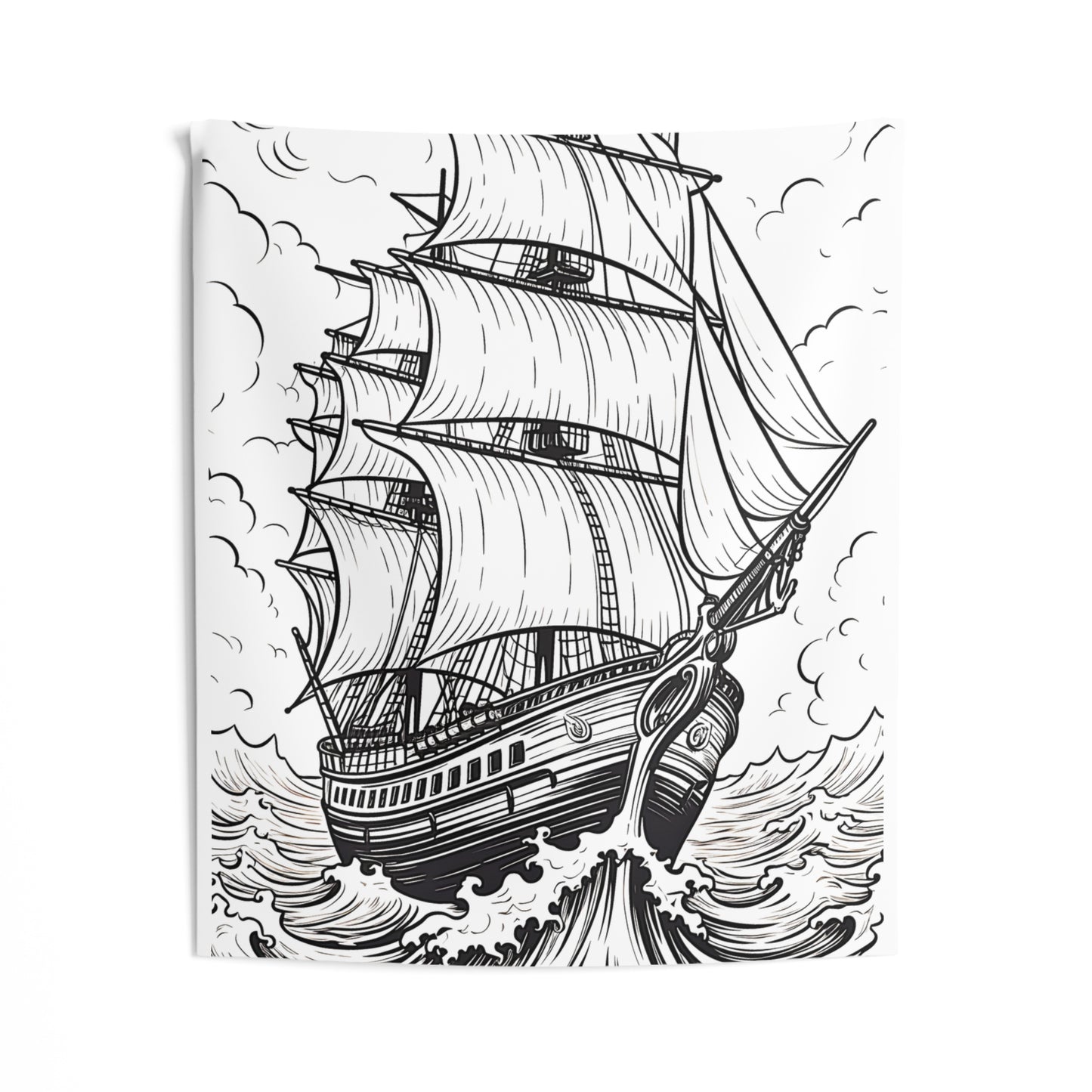 Indoor Wall Tapestries Coloring Kit with 10 Fabric Markers - Sailing Ship