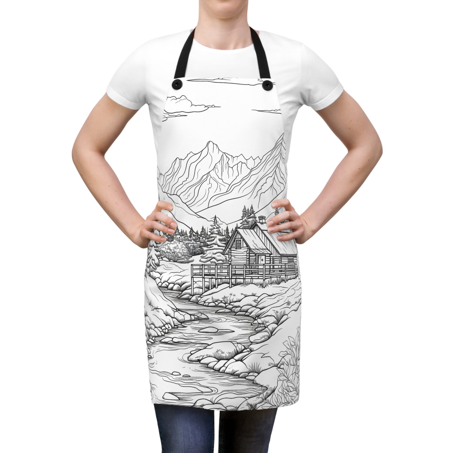 Apron Coloring Kit with 10 Fabric Markers - Mountain Cabin