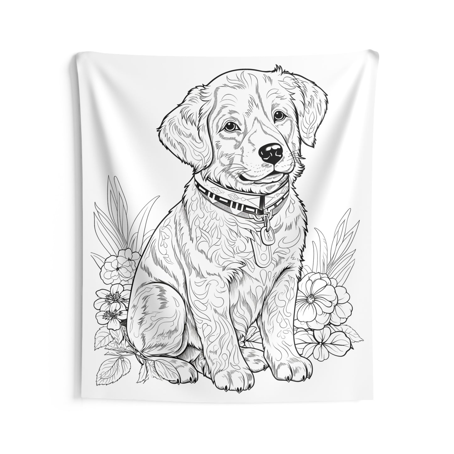 Indoor Wall Tapestries Coloring Kit with 10 Fabric Markers - Puppy