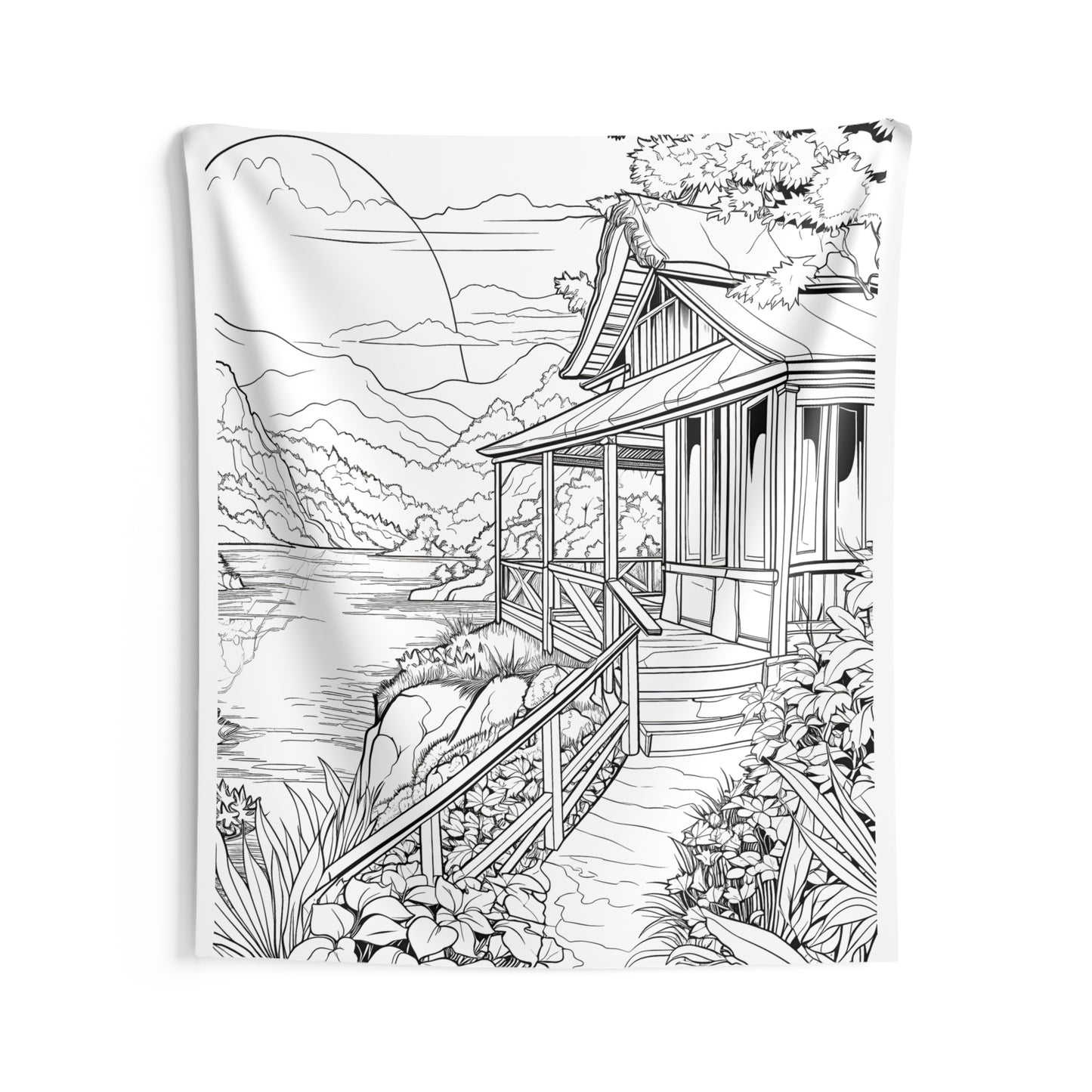 Indoor Wall Tapestries Coloring Kit with 10 Fabric Markers - Scenic Landscape