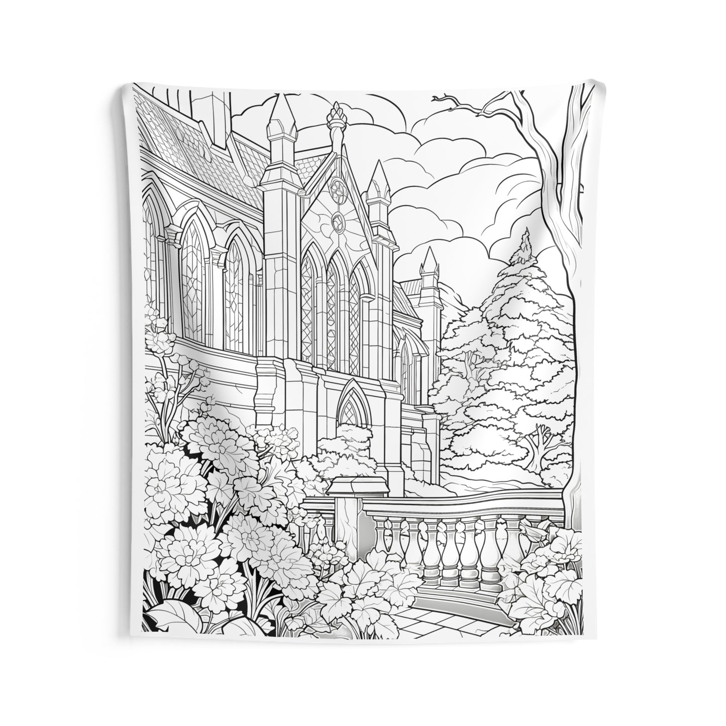 Indoor Wall Tapestries Coloring Kit with 10 Fabric Markers - Gothic Cathedral