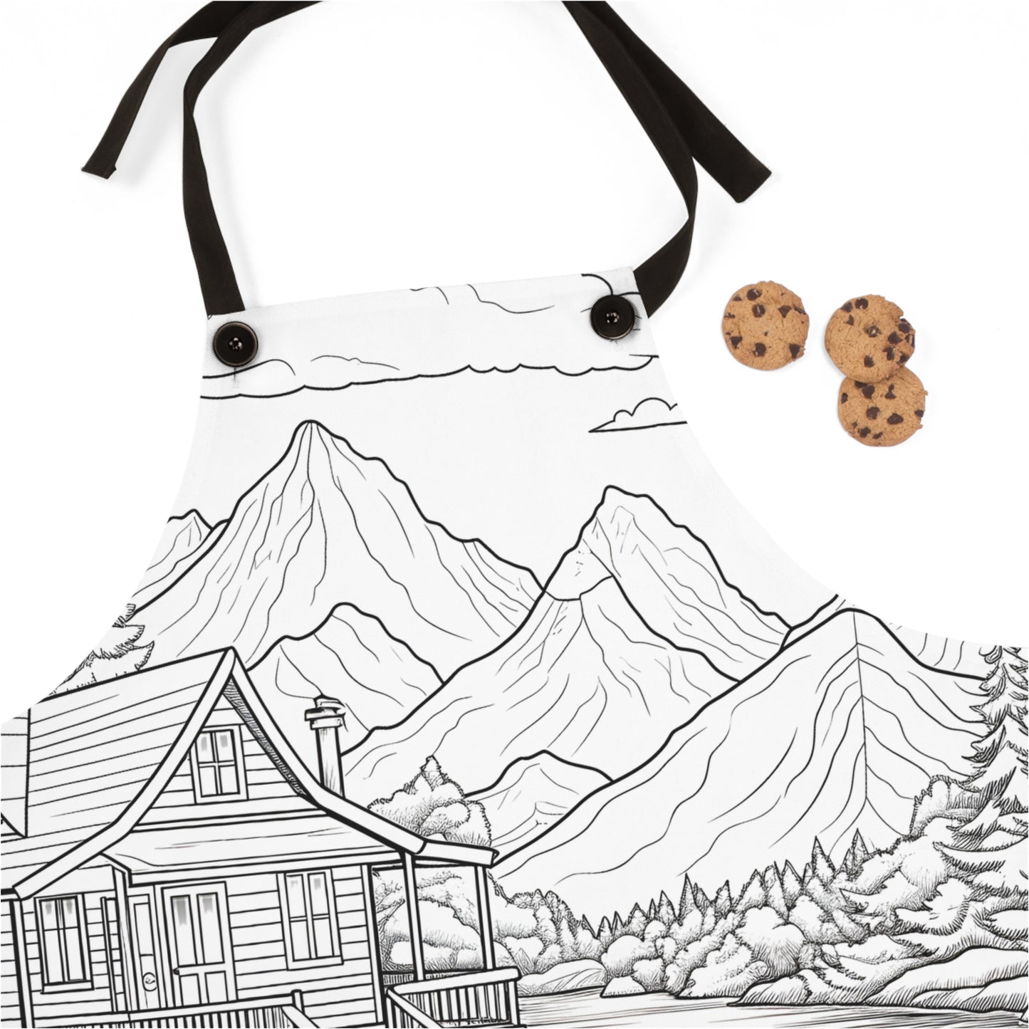 Apron Coloring Kit with 10 Fabric Markers - Mountain Cabin