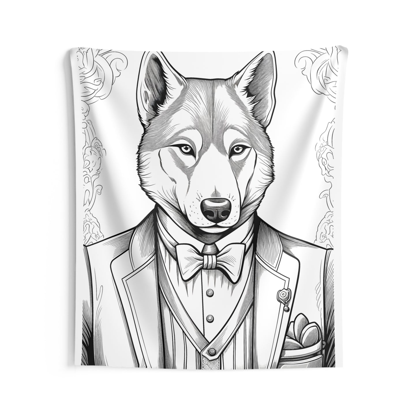 Indoor Wall Tapestries Coloring Kit with 10 Fabric Markers - Wolf