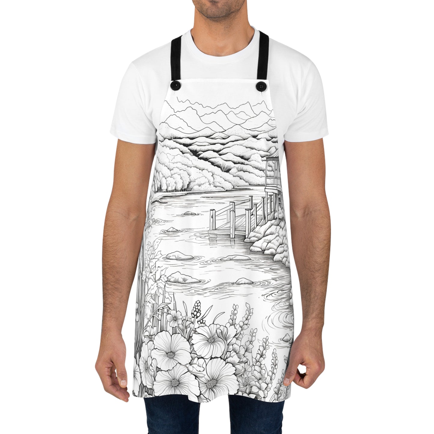 Apron Coloring Kit with 10 Fabric Markers - Lakeside Cabin