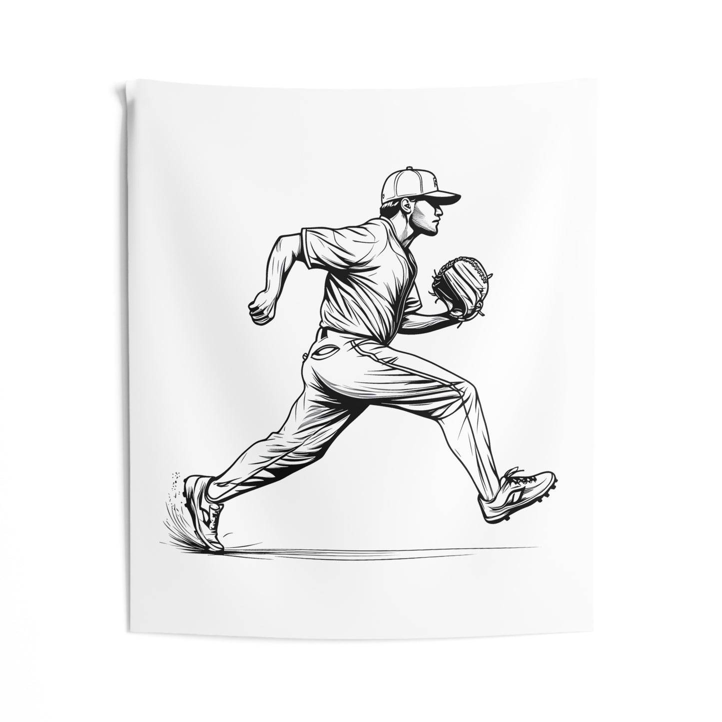 Indoor Wall Tapestries Coloring Kit with 10 Fabric Markers - Baseball Pitcher