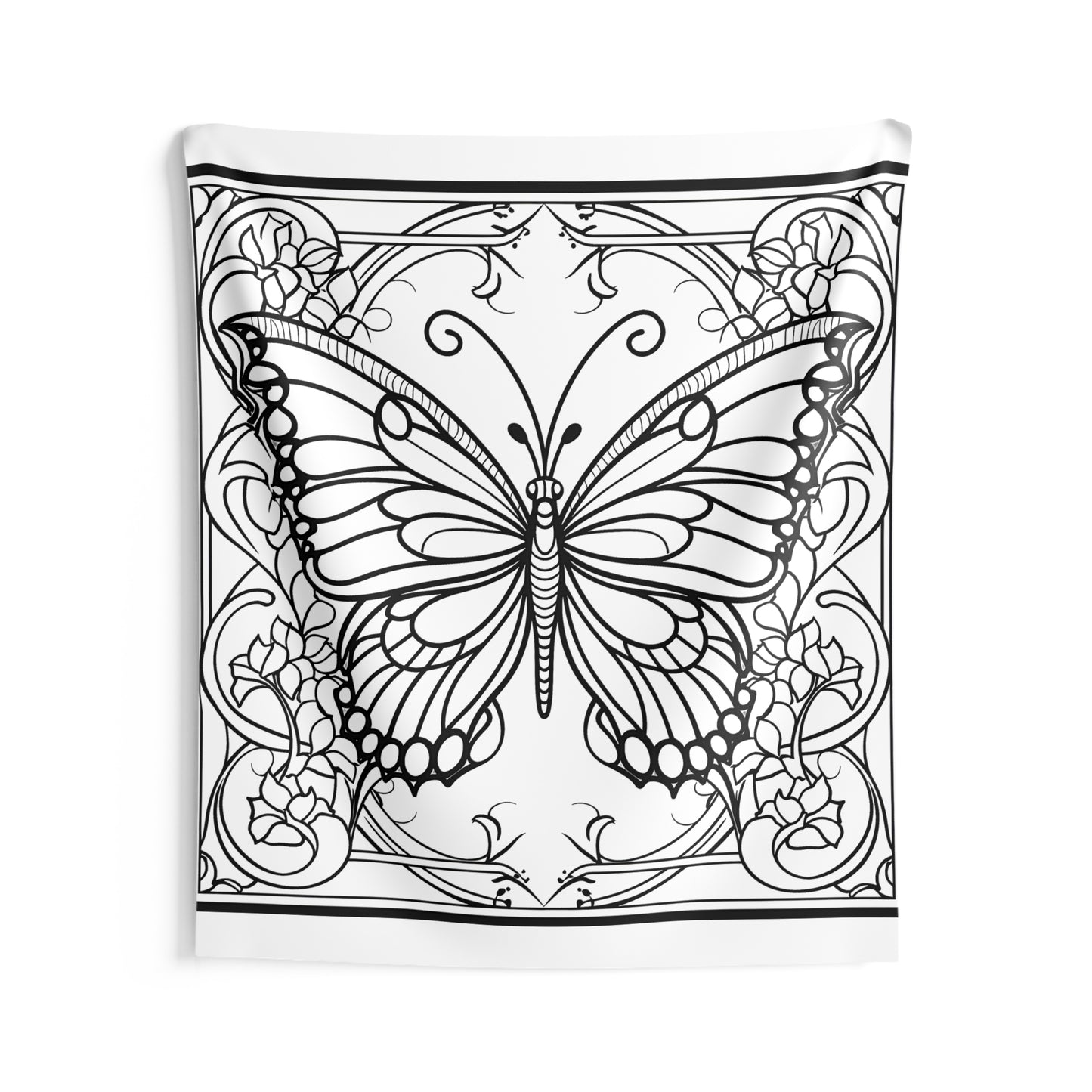 Indoor Wall Tapestries Coloring Kit with 10 Fabric Markers - Fancy Butterfly