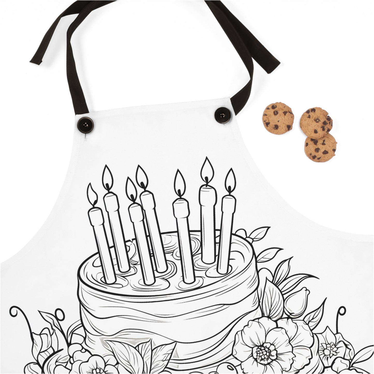 Apron Coloring Kit with 10 Fabric Markers - Birthday Cake