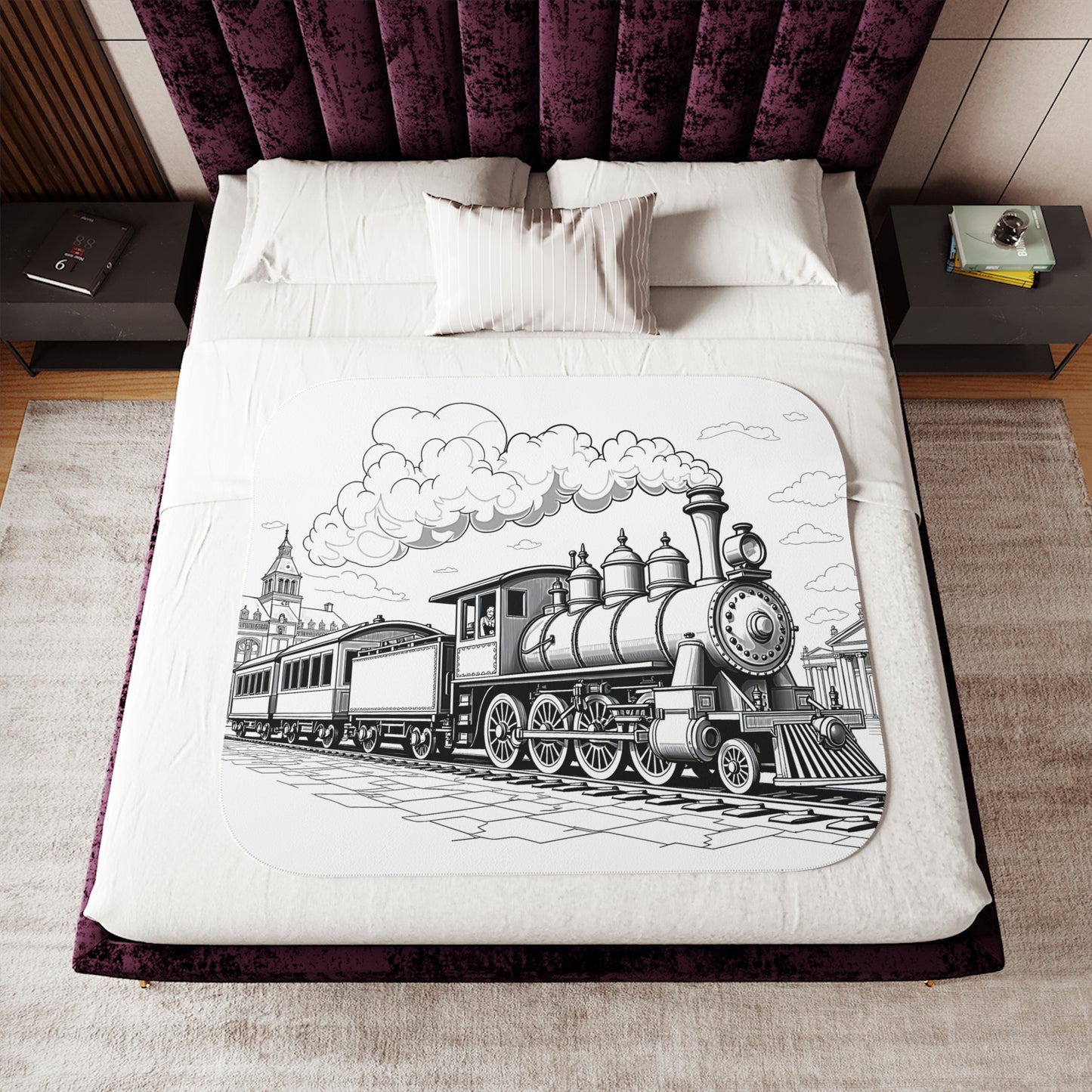 Blanket Coloring Kit with 10 Fabric Markers - Train