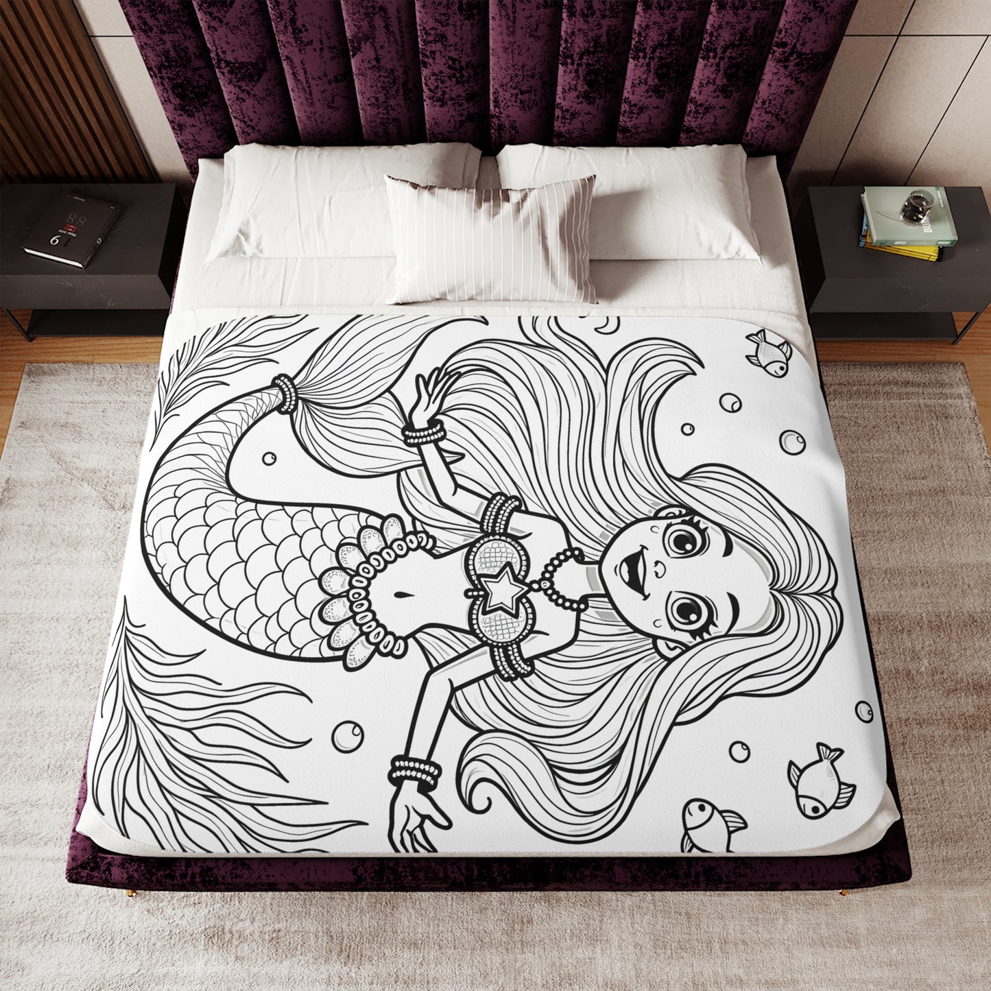 Blanket Coloring Kit with 10 Fabric Markers - Underwater Mermaid