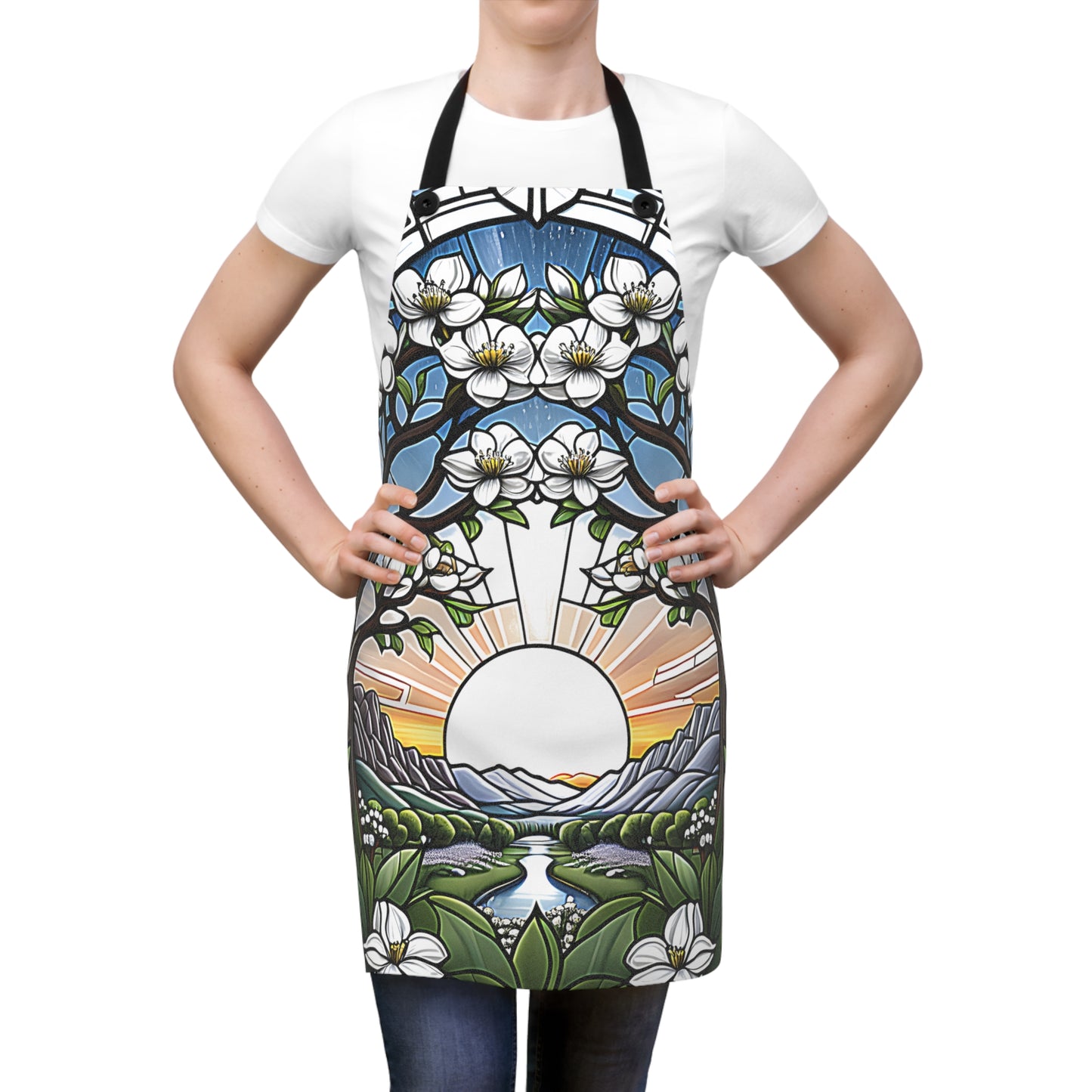 Apron Colorful Graphic Design - Blooming Landscape