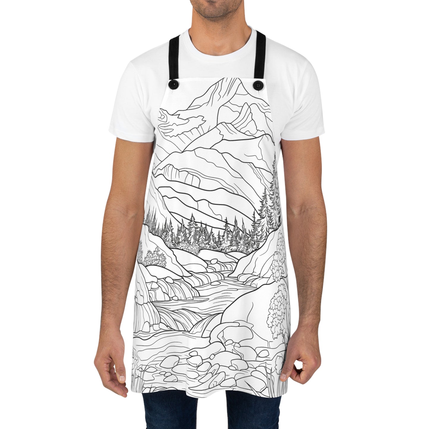 Apron Coloring Kit with 10 Fabric Markers - Mountain Landscape